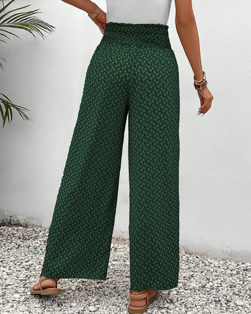 Aline | Geometrische Wijde Pijpen Broek