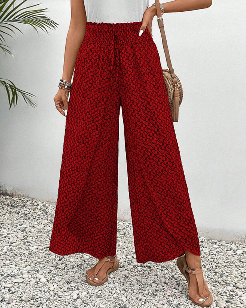 Aline | Geometrische Wijde Pijpen Broek