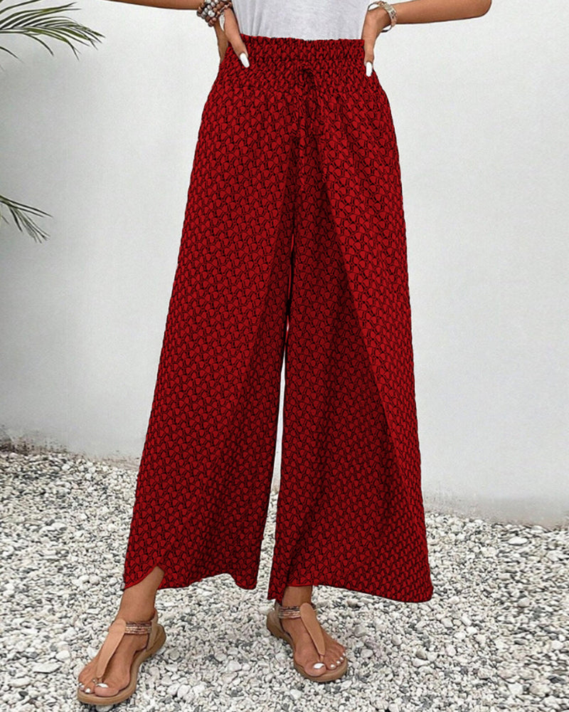 Aline | Geometrische Wijde Pijpen Broek