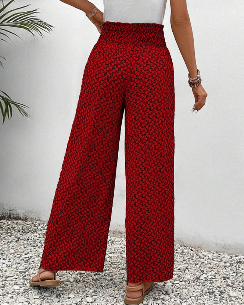 Aline | Geometrische Wijde Pijpen Broek
