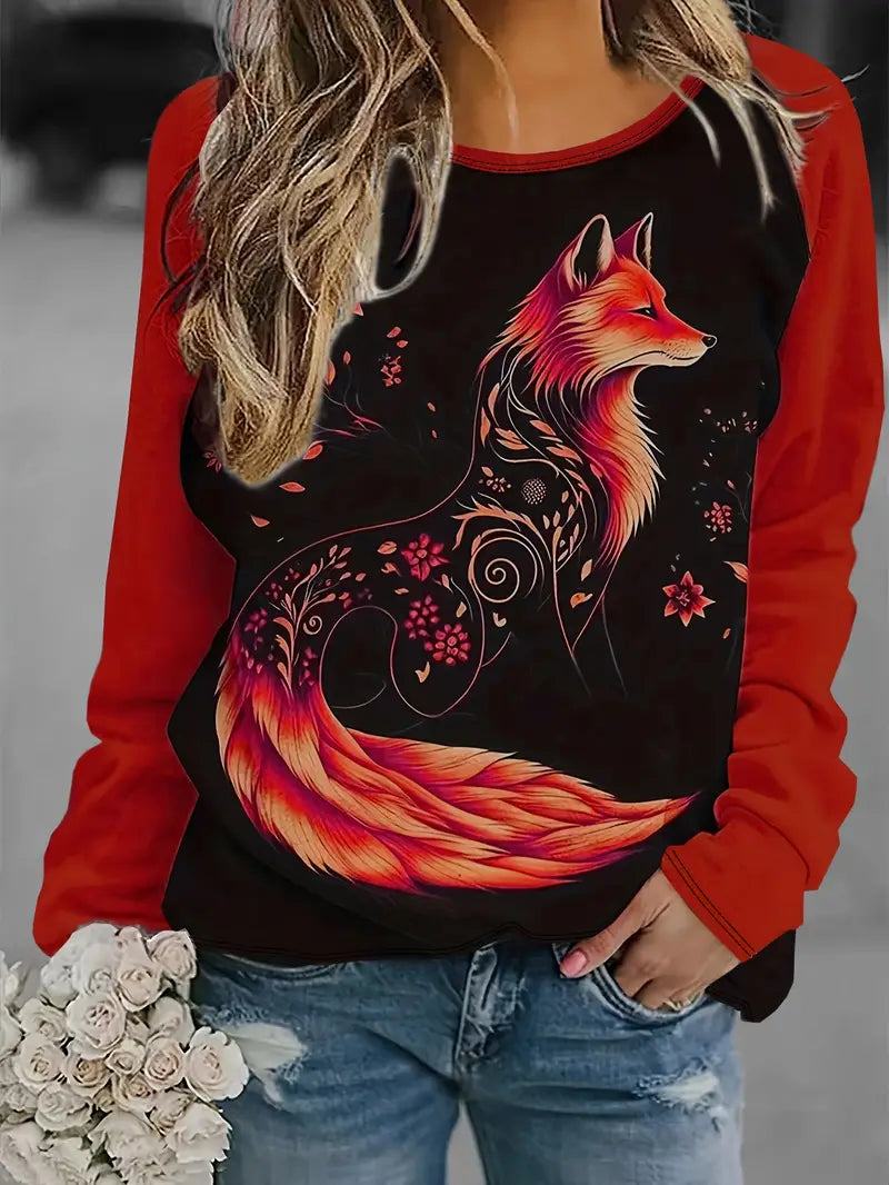 Marie | Grafische Vossenprint Casual Trui