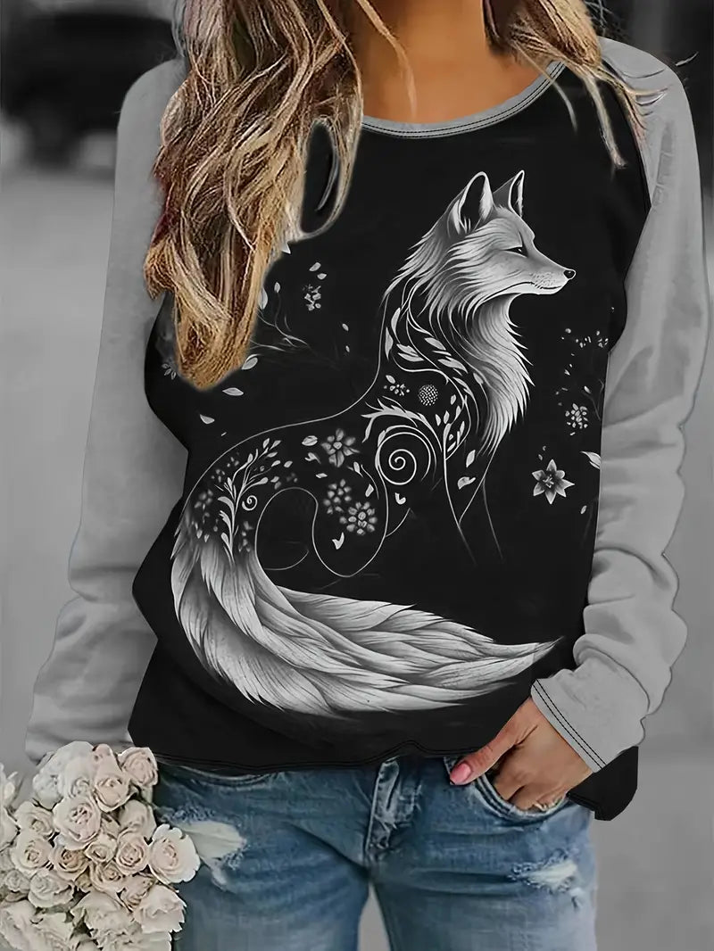 Marie | Grafische Vossenprint Casual Trui