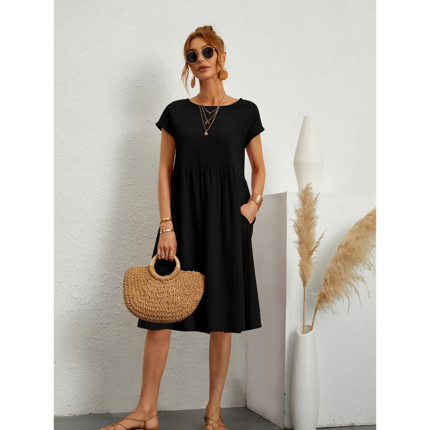 Dames Midi Jurk | Korte Mouwen