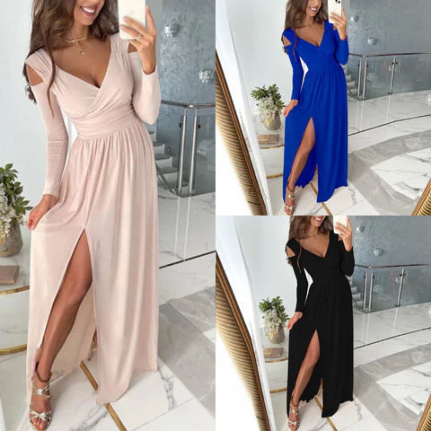 Ancelotte | Dames Maxi Jurk | V-Hals Met Split