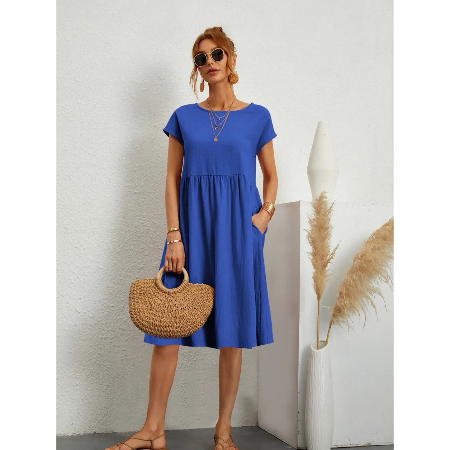 Dames Midi Jurk | Korte Mouwen