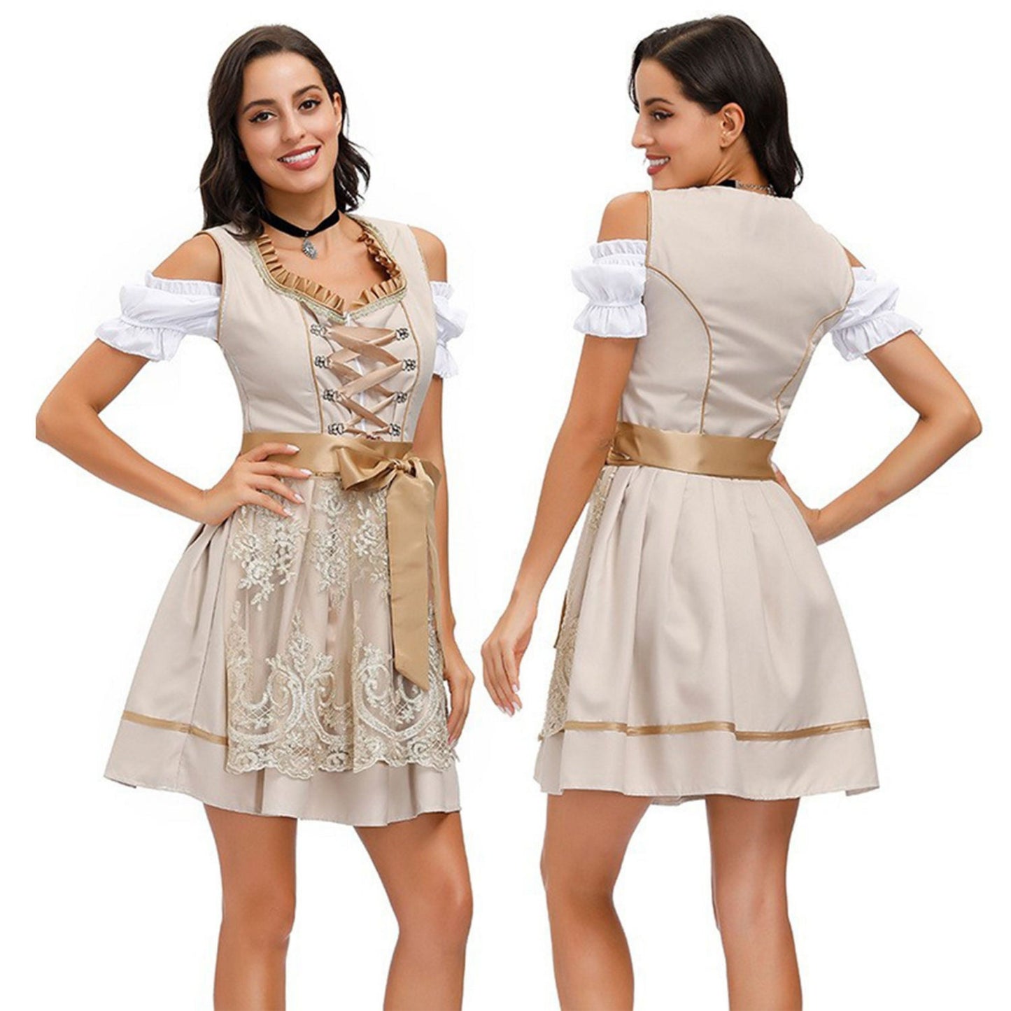 Elverike | Dames Dirndl Jurk | Lace-Up Ontwerp