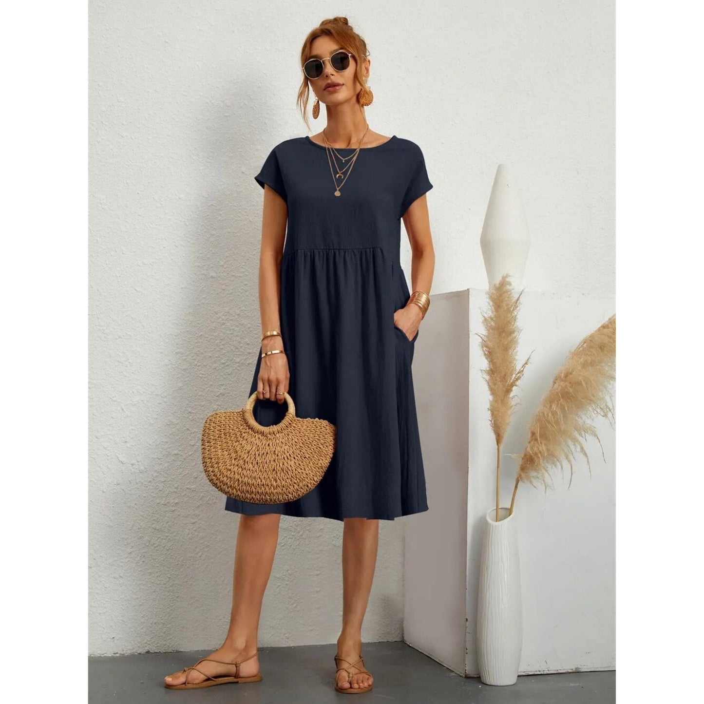 Dames Midi Jurk | Korte Mouwen