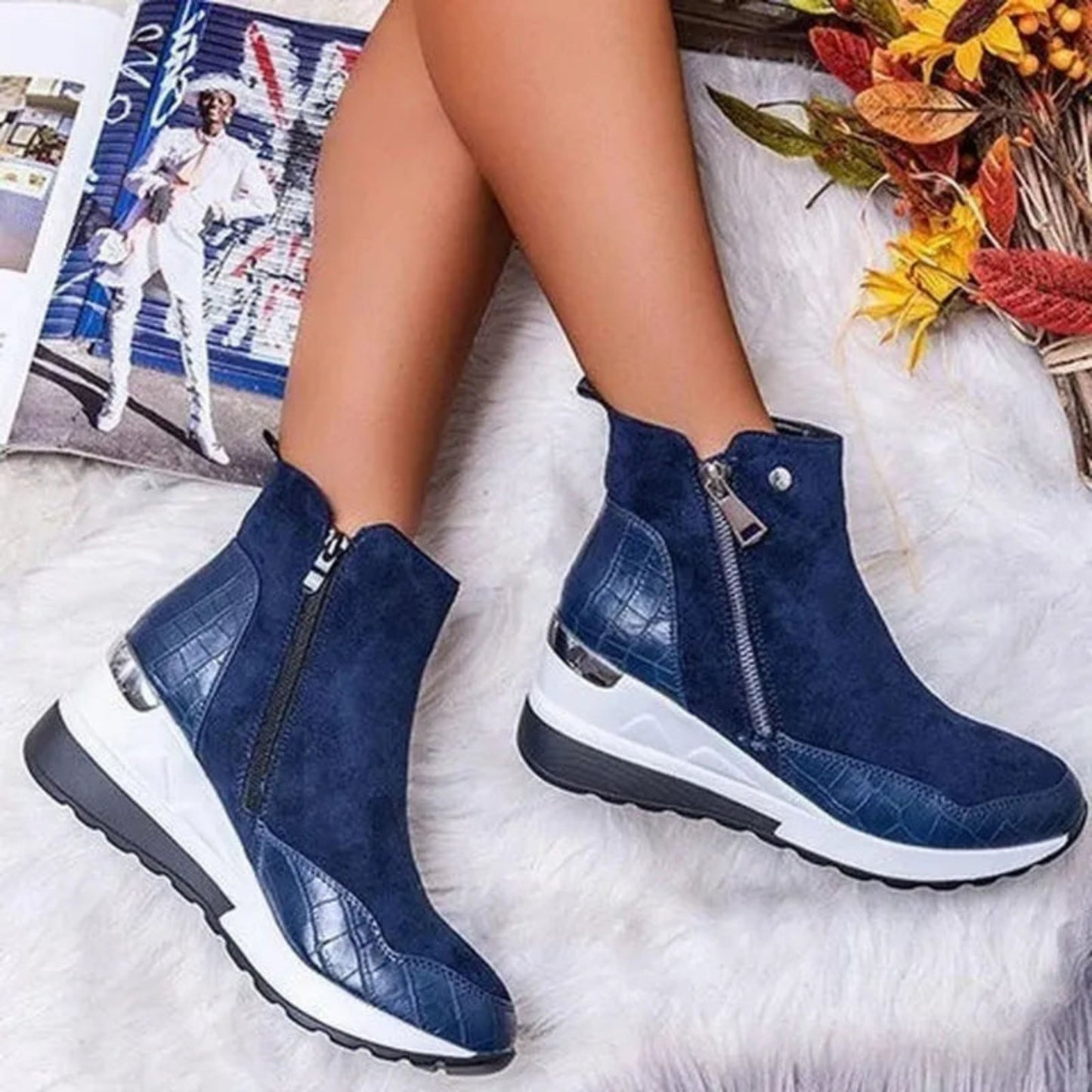 Anouschka | Dames Enkellaarsjes | Wedge Hak
