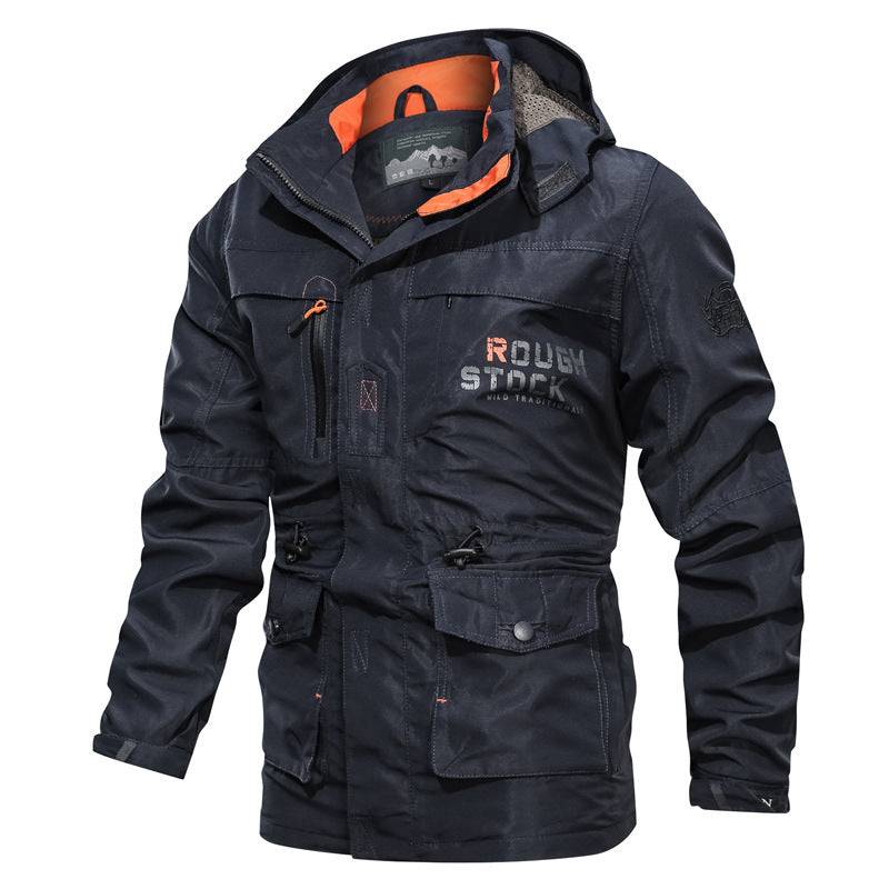 Heren Outdoor Jas – Waterafstotend – Relaxte Pasvorm – Capuchon – Multizak – Halflang