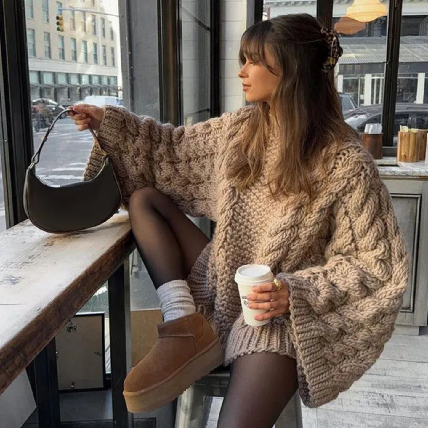 Alberitha | Dames Oversized Trui | Grof Kabelgebreid