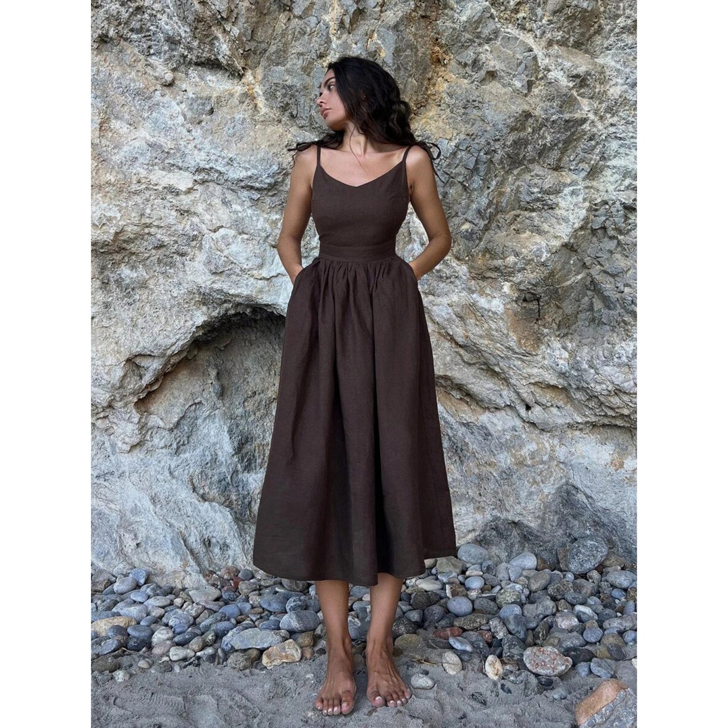 Everdineke | Dames Maxi Jurk | Mouwloos V-Hals