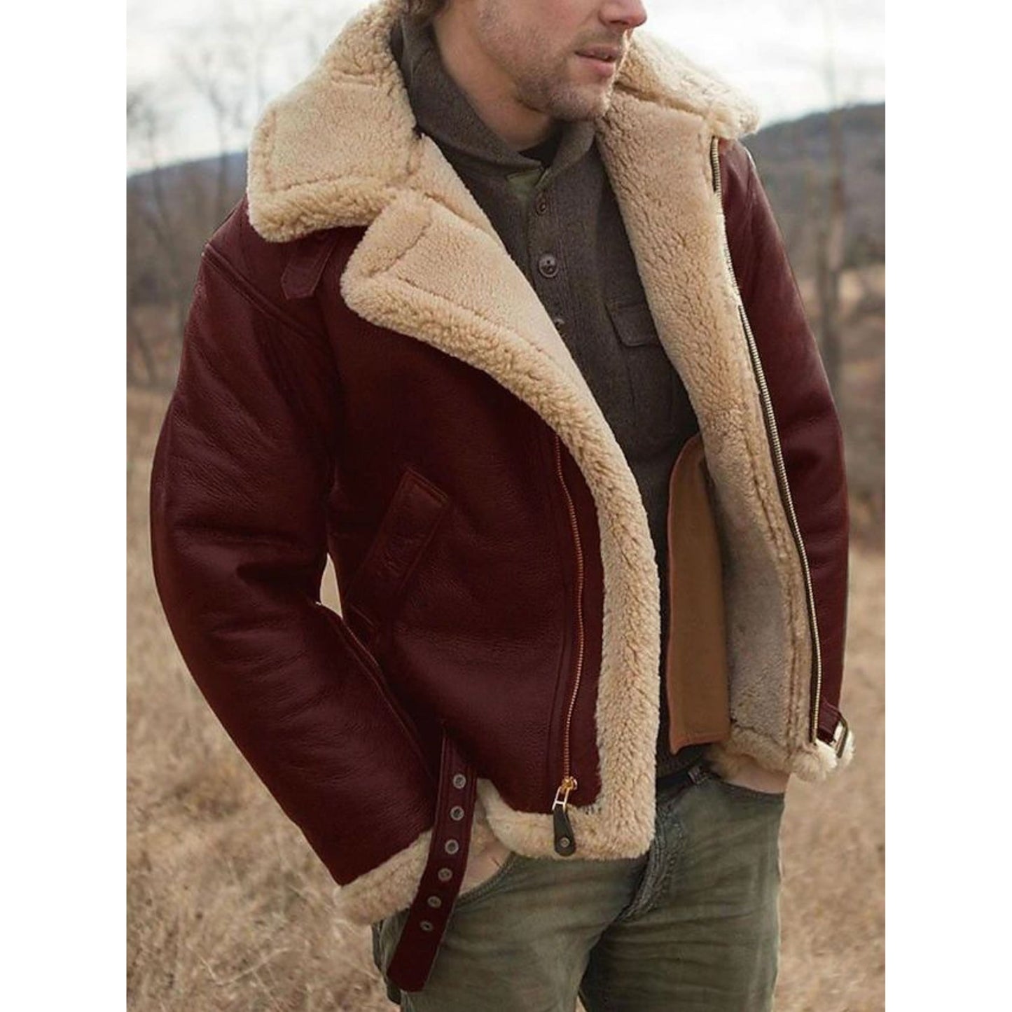 Alfero | Heren Aviator Jas | Met Ceintuur
