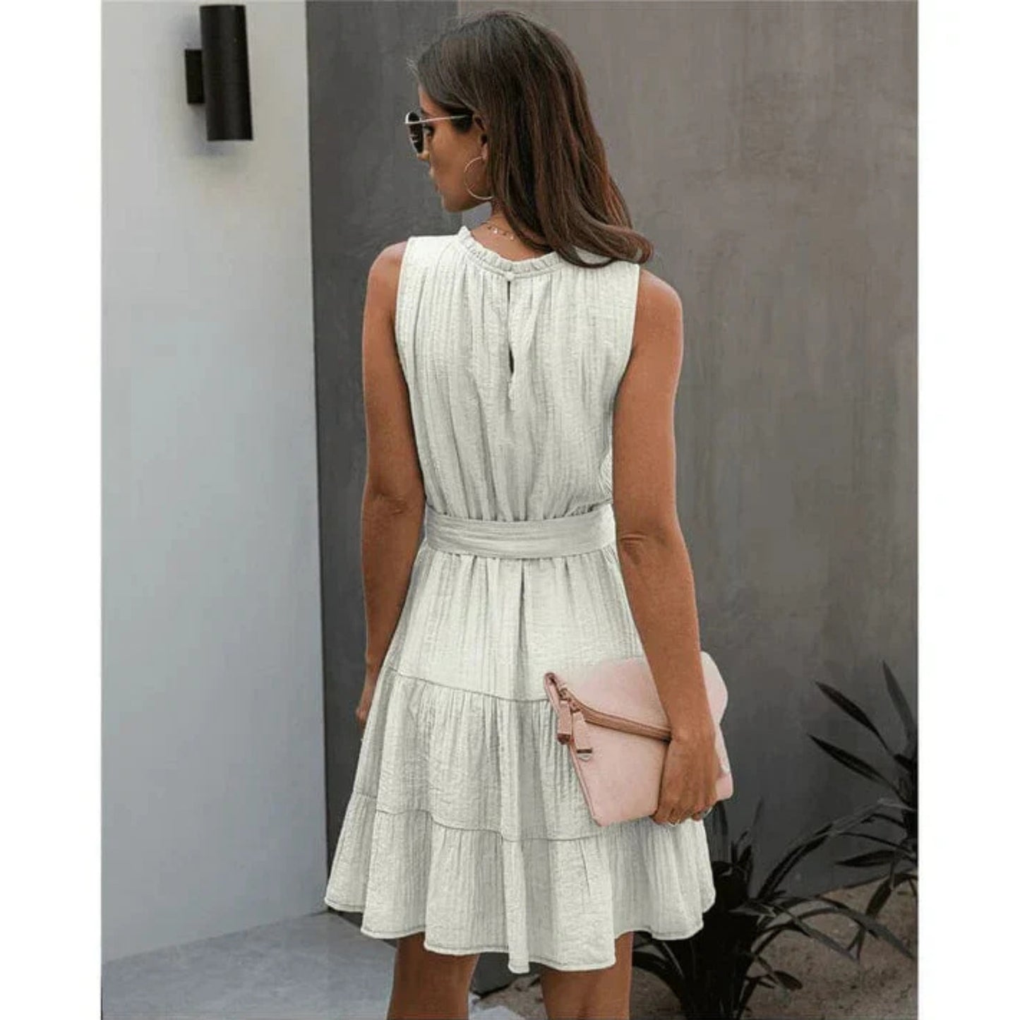Dames Ibiza Witte Chic Jurk | Kort