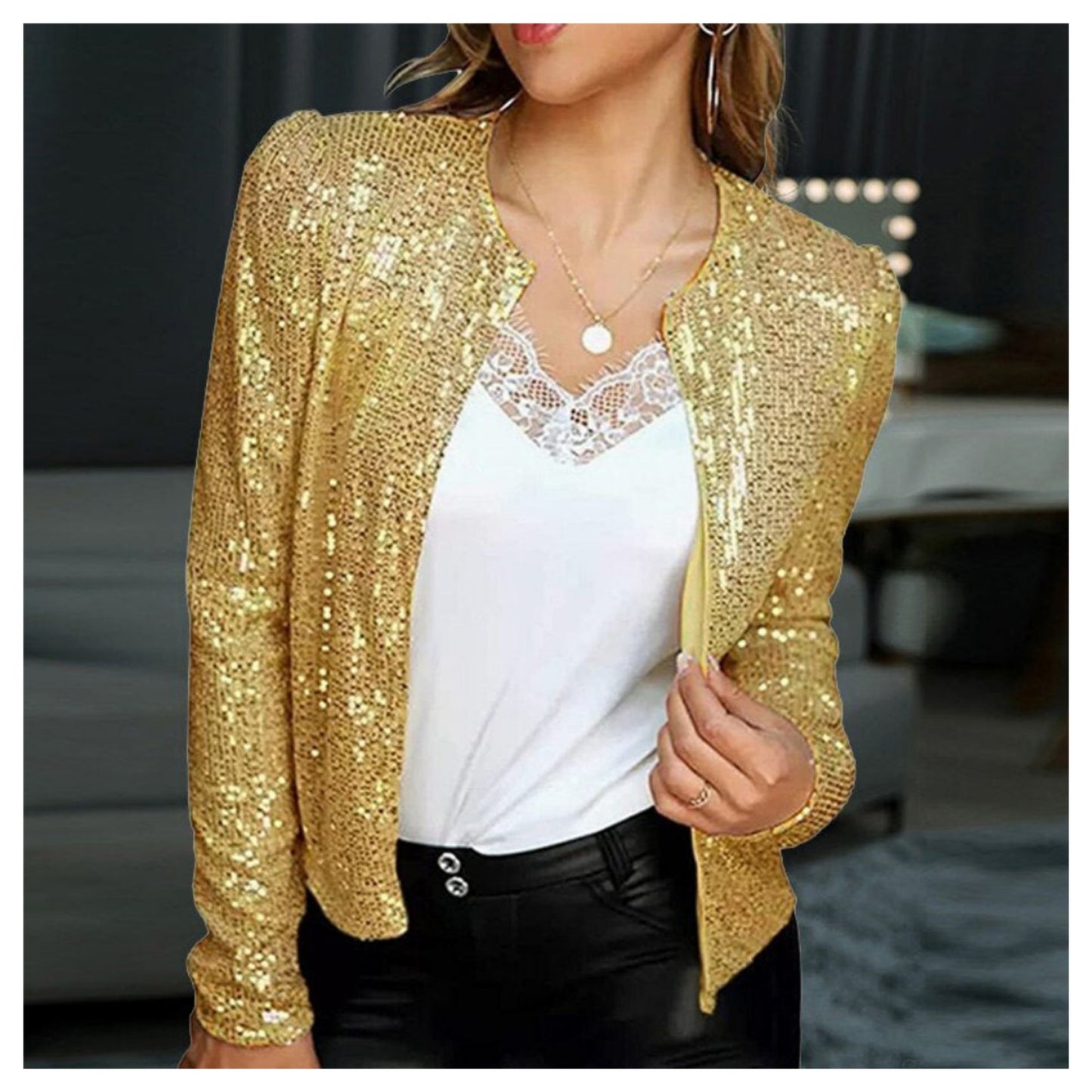 Dames Korte Blazer met Rits | Pailletten