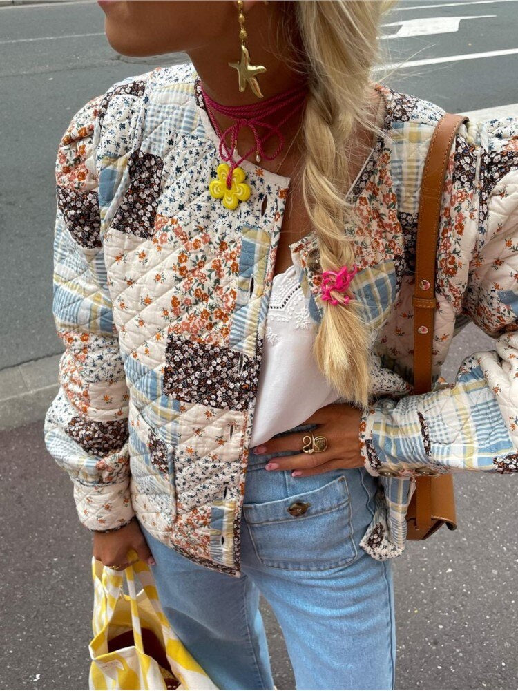 Queena | Patchwork Gewatteerde Jas Dames