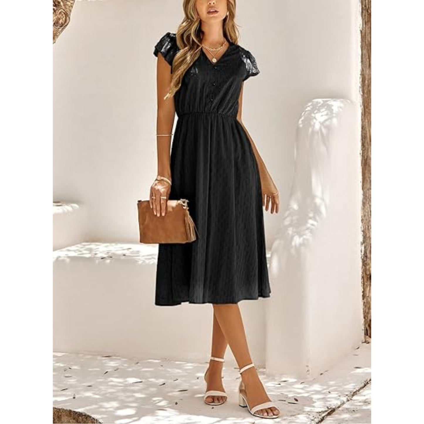 Dames Ibiza Midi Jurk | V-Hals