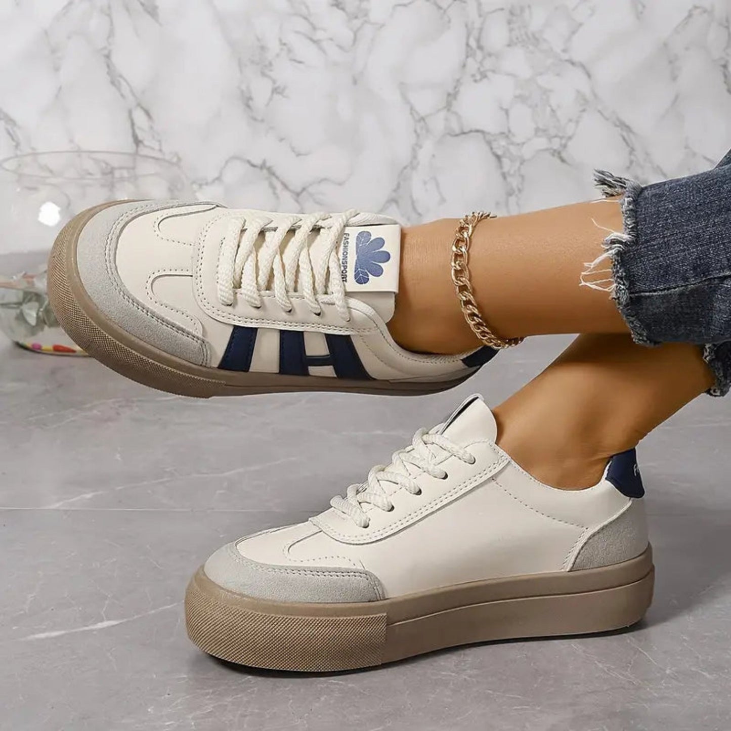 Barenda | Dames Sneakers | Platform Vetersluiting