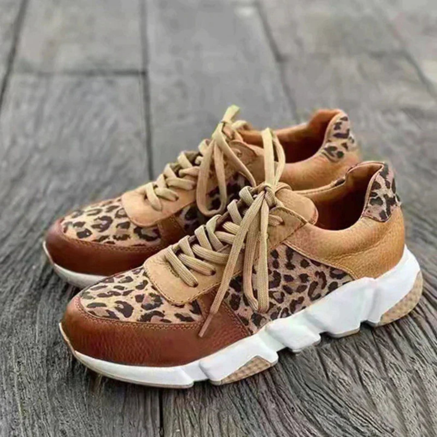 Auberdina | Dames Luipaardprint Sneakers | Chunky Zool