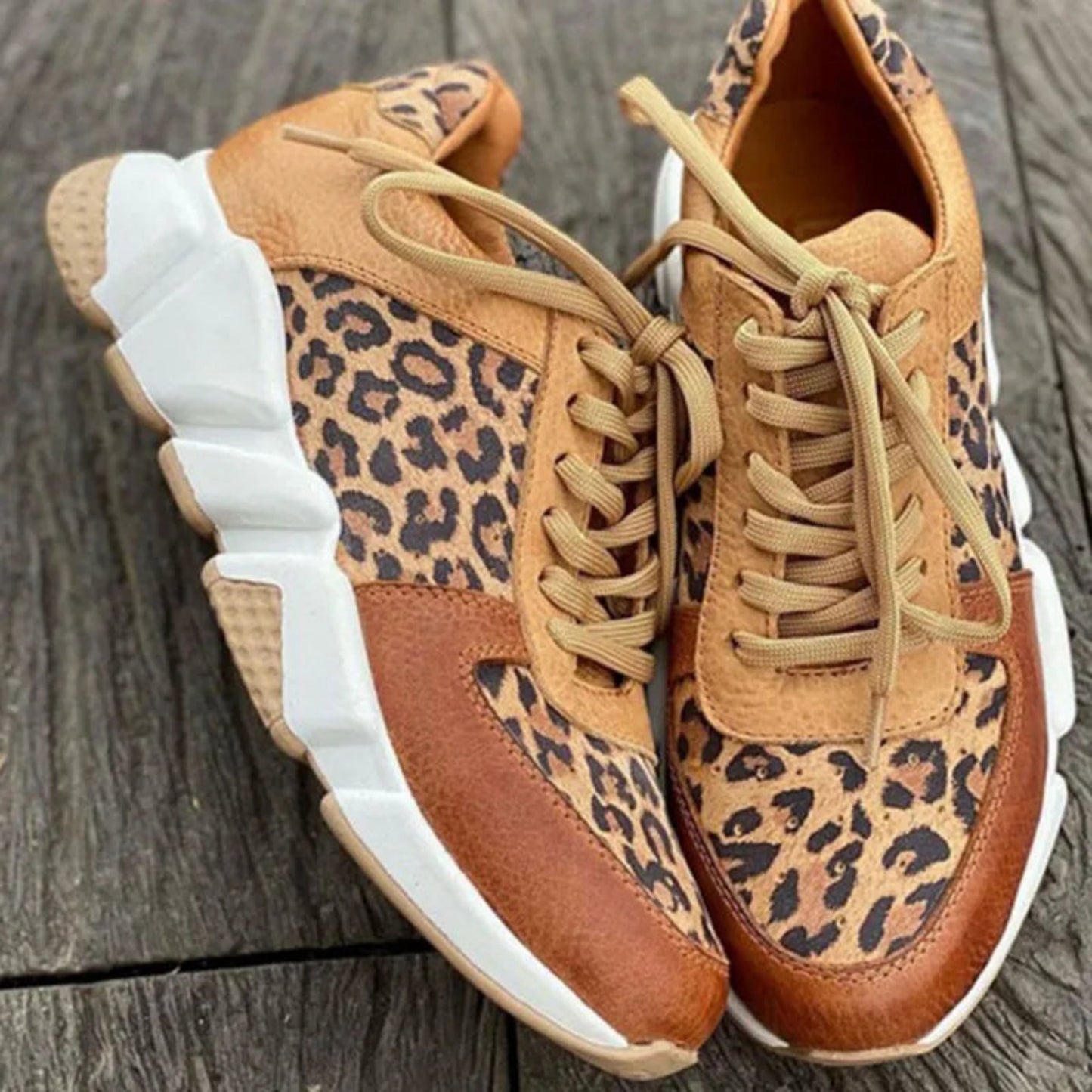 Auberdina | Dames Luipaardprint Sneakers | Chunky Zool