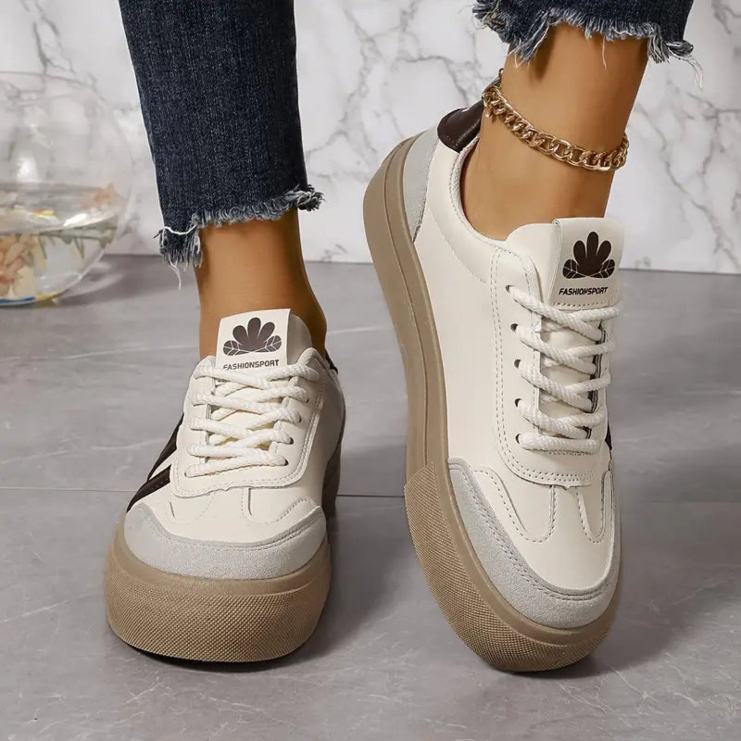 Barenda | Dames Sneakers | Platform Vetersluiting