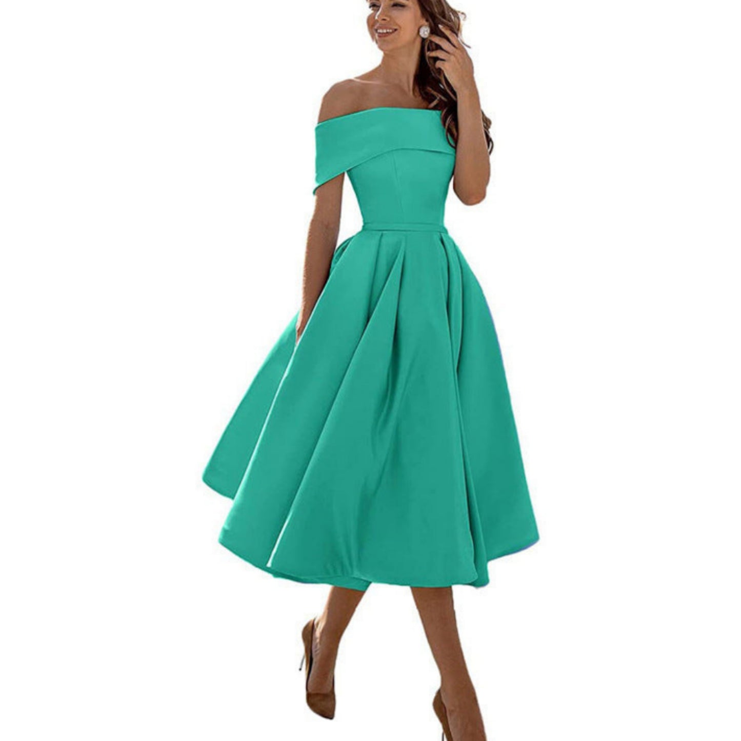 Dames Flared Off-Shoulder Jurk | Elegant