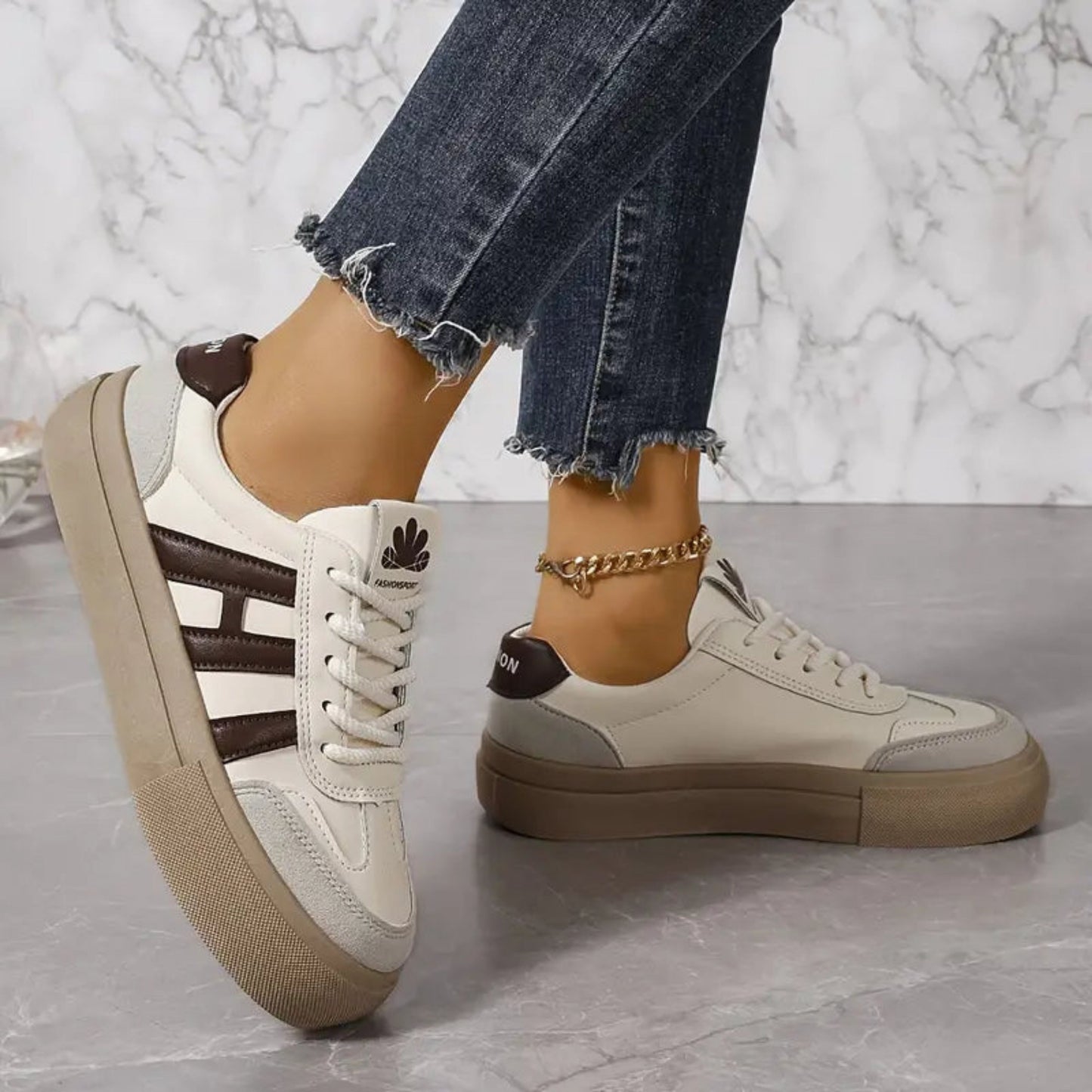 Barenda | Dames Sneakers | Platform Vetersluiting
