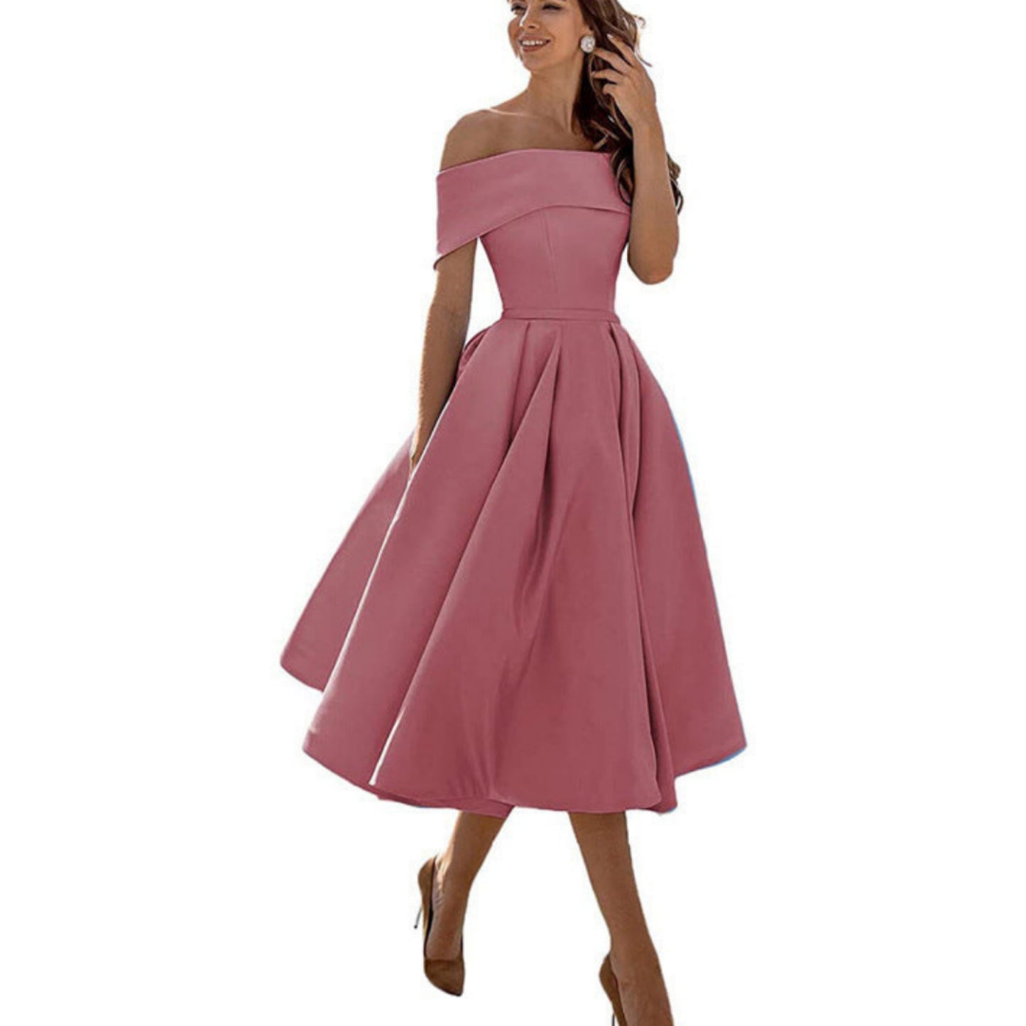 Dames Flared Off-Shoulder Jurk | Elegant