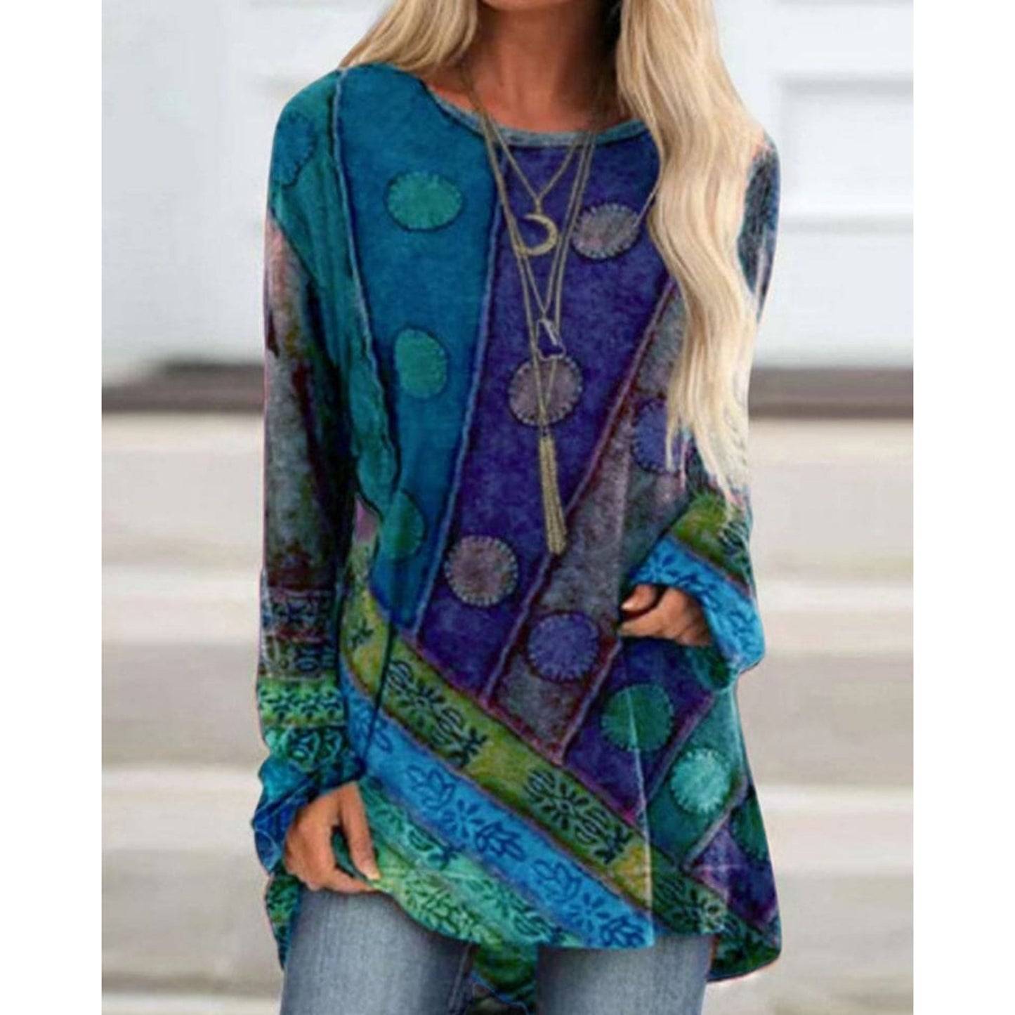 Bartra | Dames Tuniek Top | Lange Mouwen Gedrukt