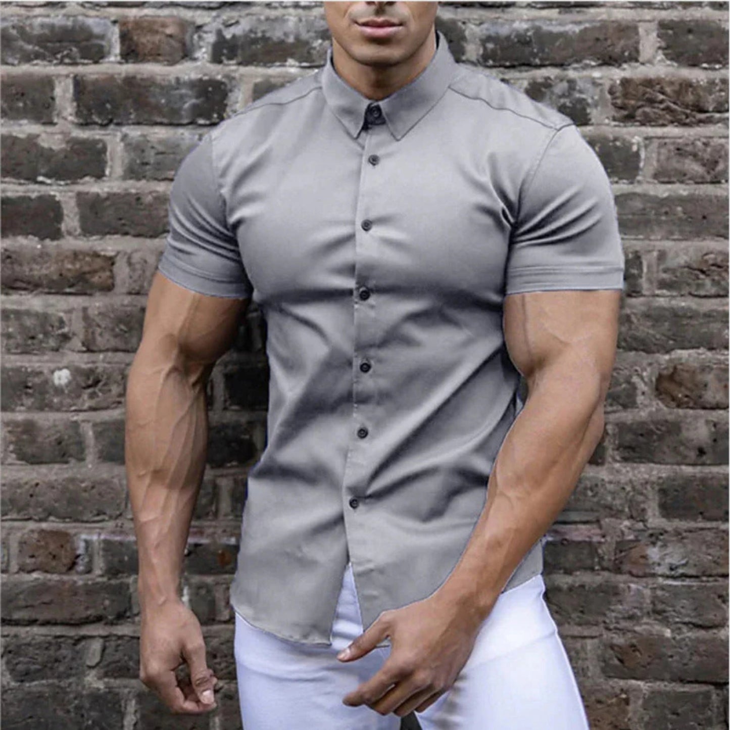 Heren Korte Mouw Casual Shirt | Casual Slim Fit