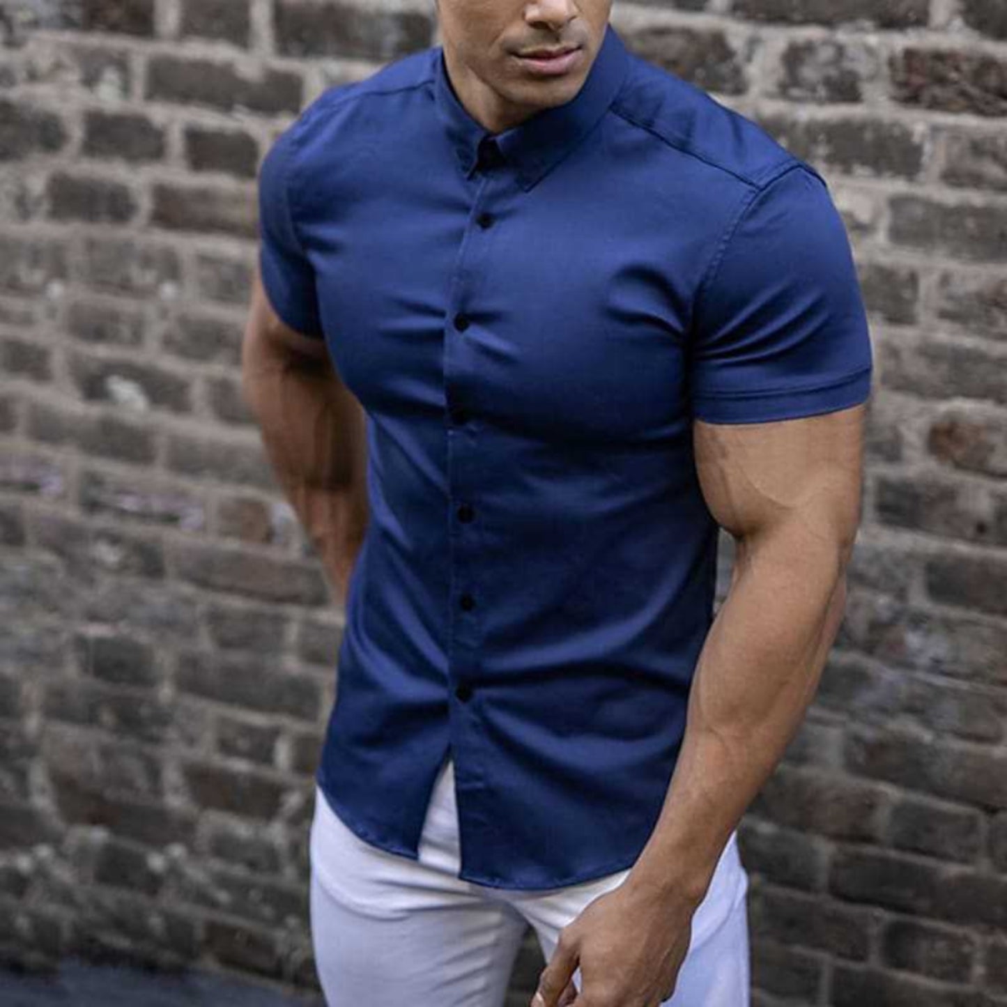 Heren Korte Mouw Casual Shirt | Casual Slim Fit