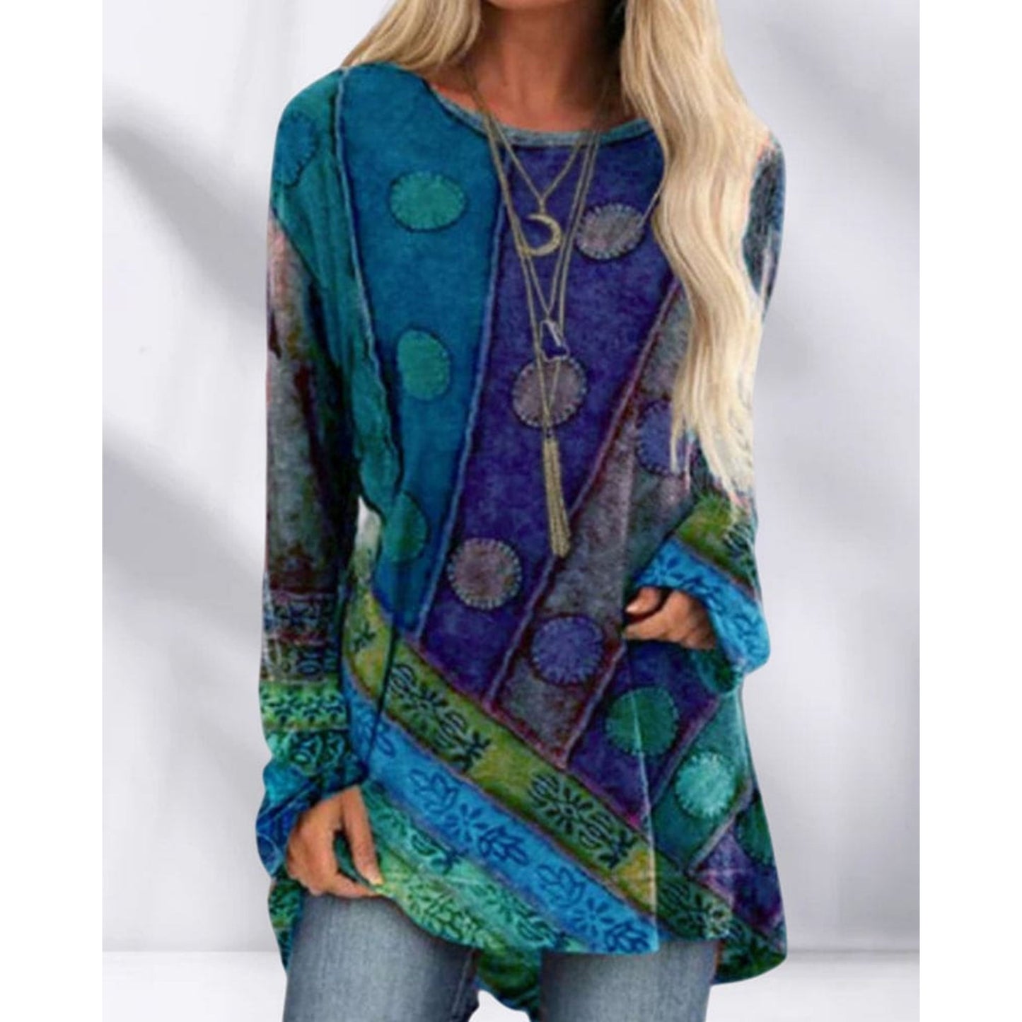 Bartra | Dames Tuniek Top | Lange Mouwen Gedrukt