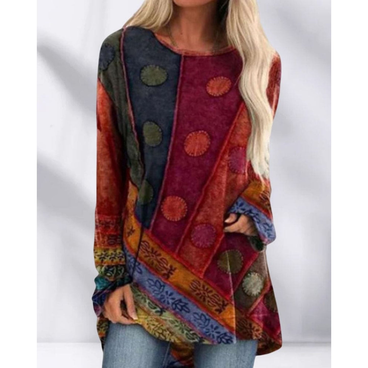 Bartra | Dames Tuniek Top | Lange Mouwen Gedrukt