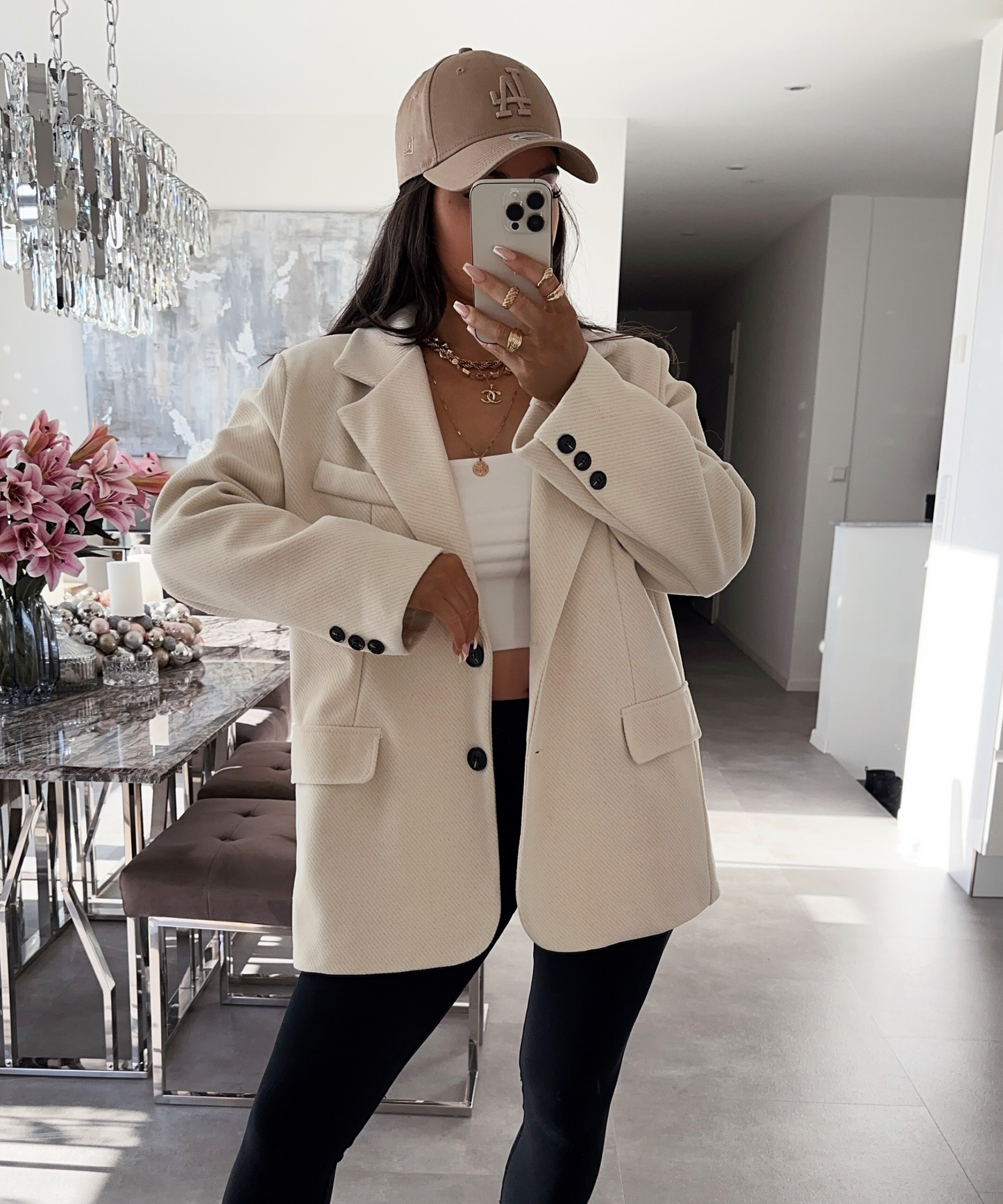 Vimala | Beige Oversized Casual Blazer