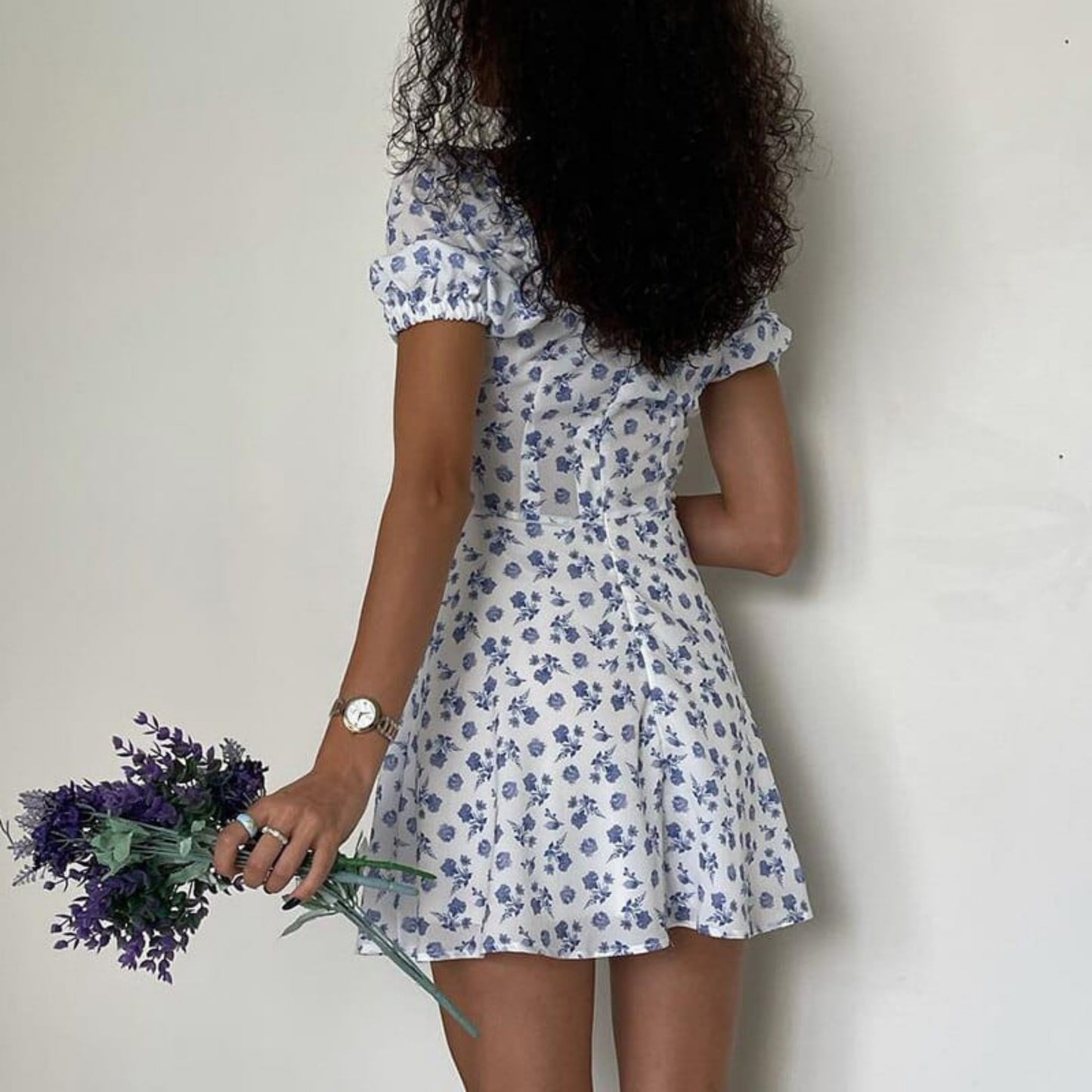 Dames Korte Bohemien Jurk | Witte Bloemenprint