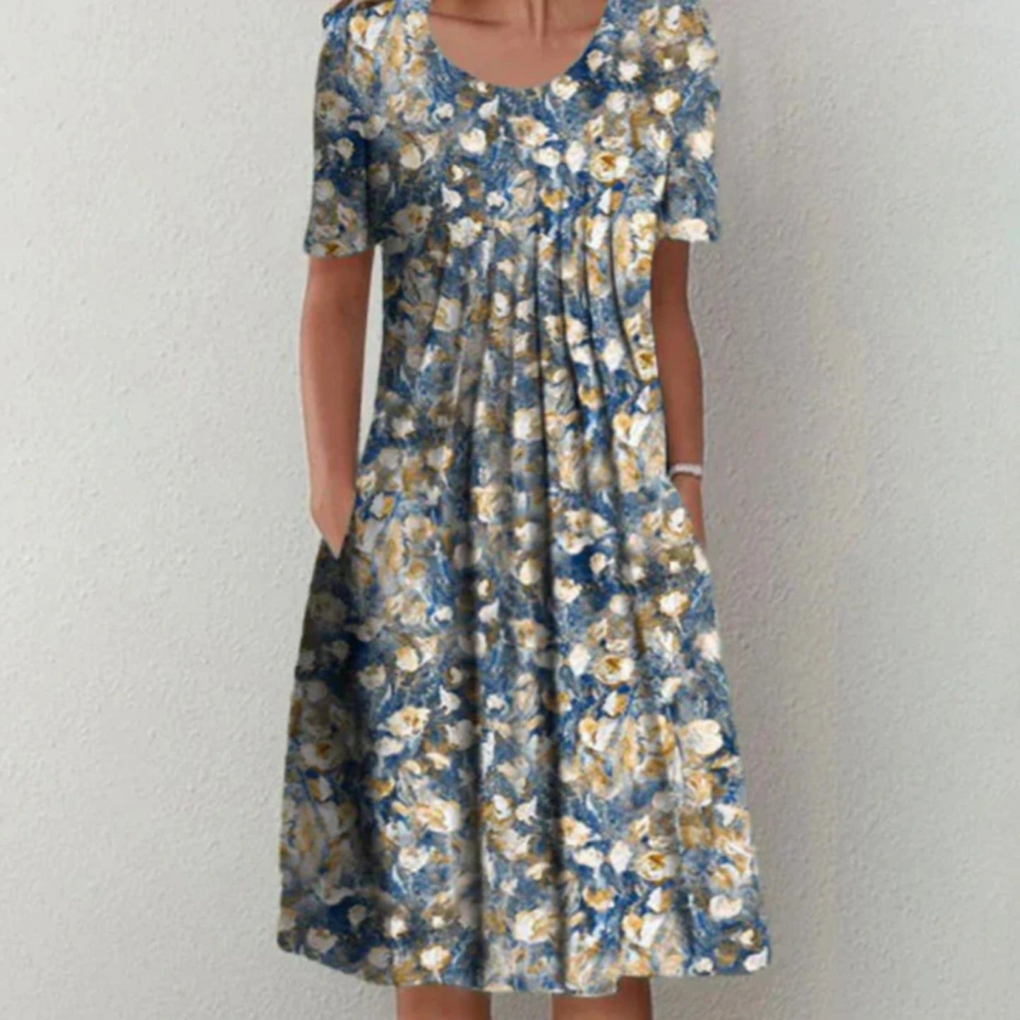 Dames Midi Bloemen Zomer Jurk | Korte Mouw