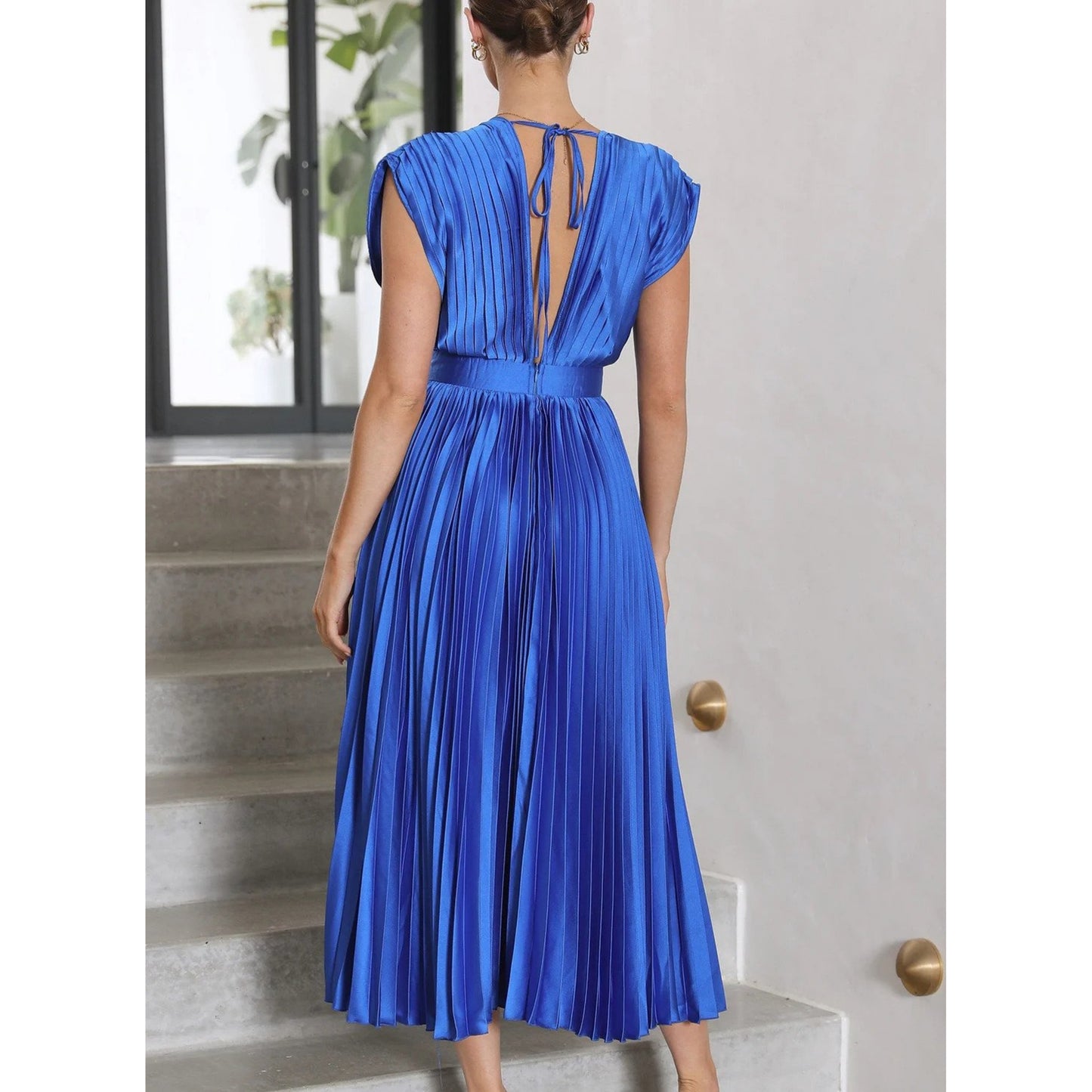 Brechtijna | Dames Maxi Jurk | Geplooide V-Hals
