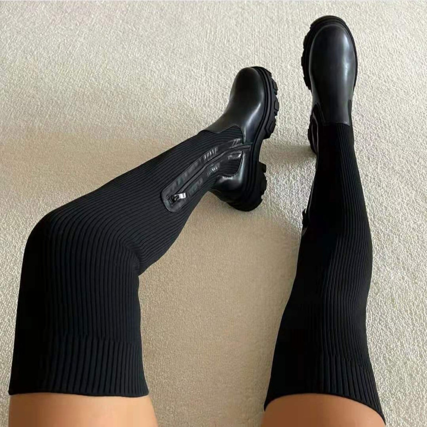 Barentia | Dames Kniehoge Laarzen | Stretch Rib