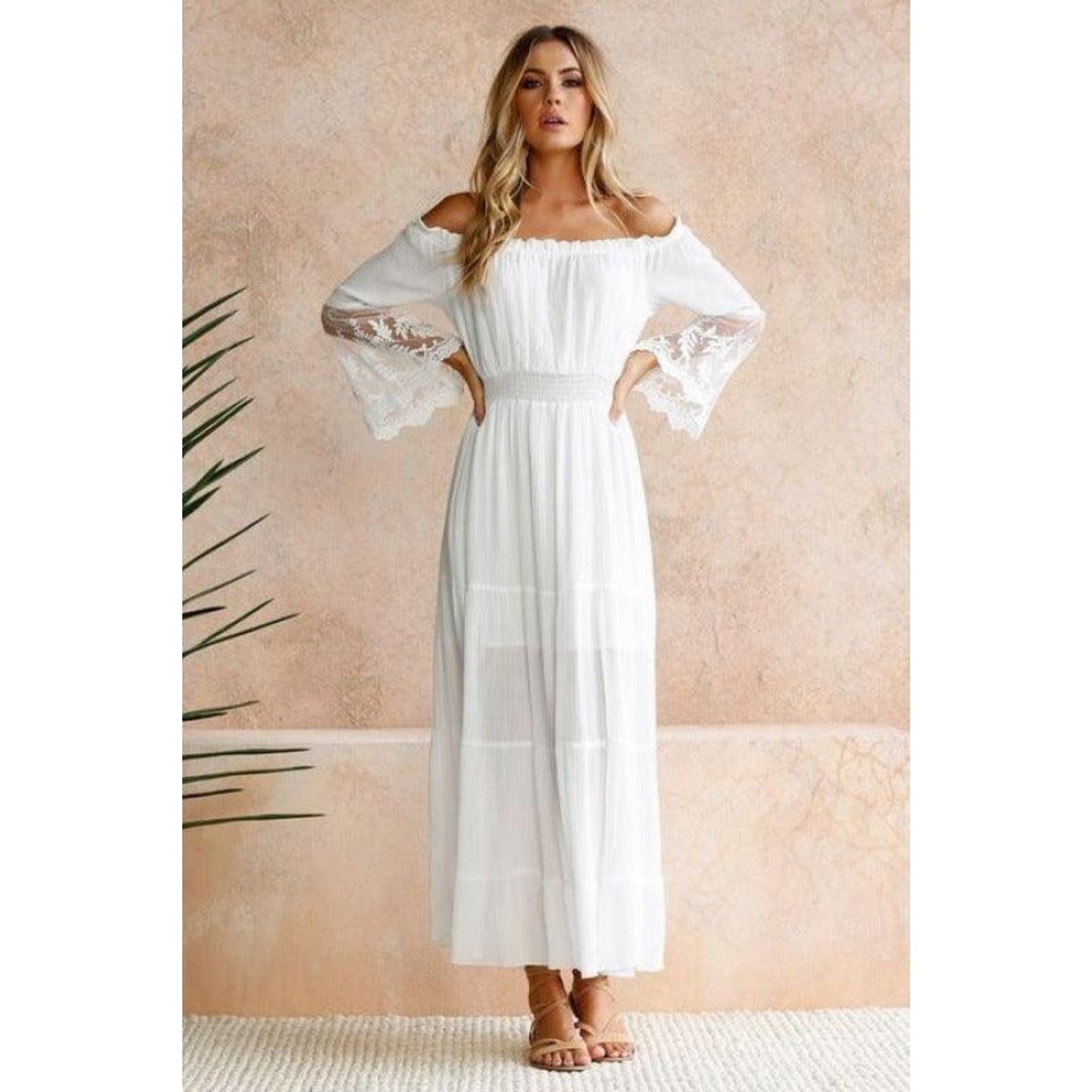 Dames Bohemien Maxi Jurk | Wit