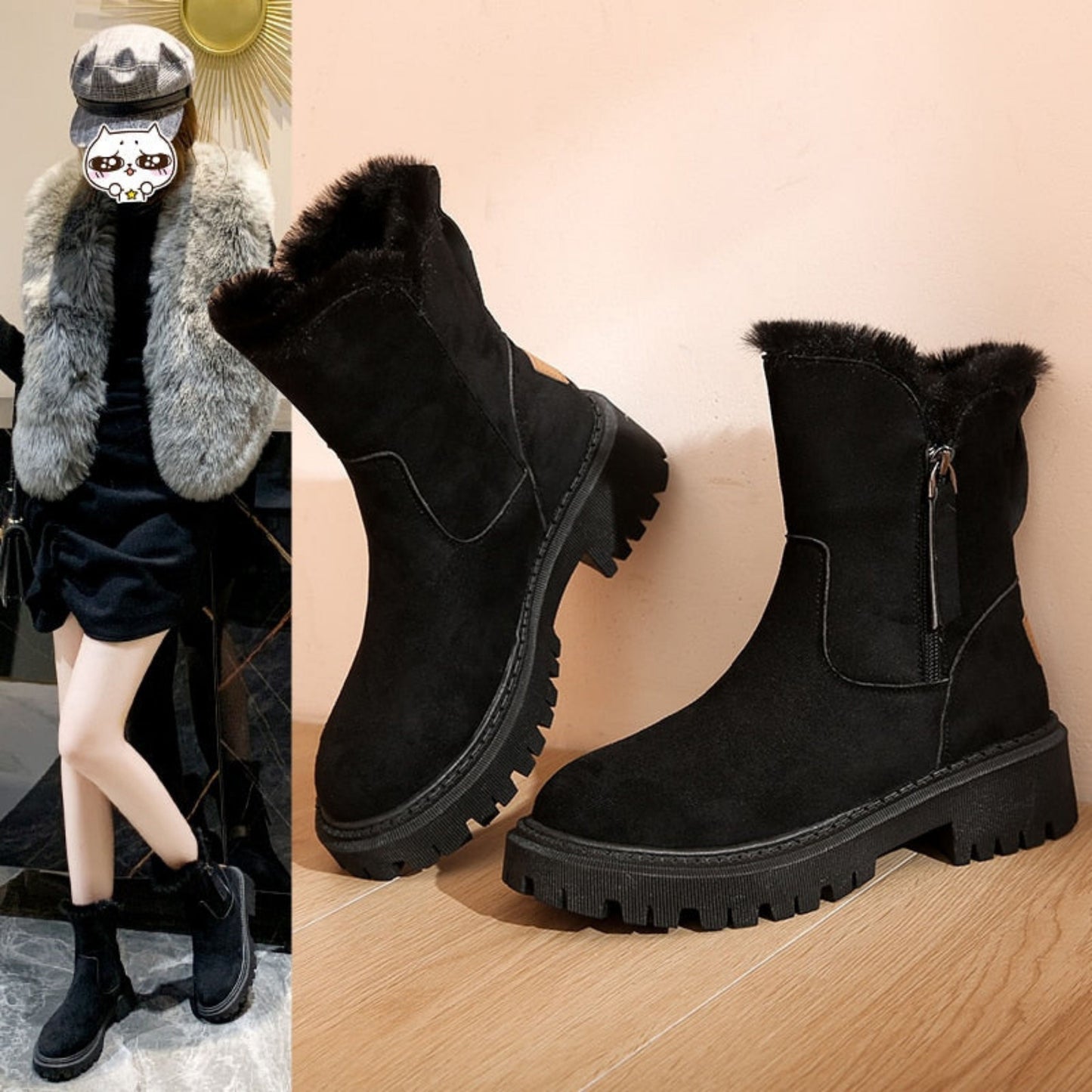 Berga | Dames Enkellaarsjes | Chunky Hak