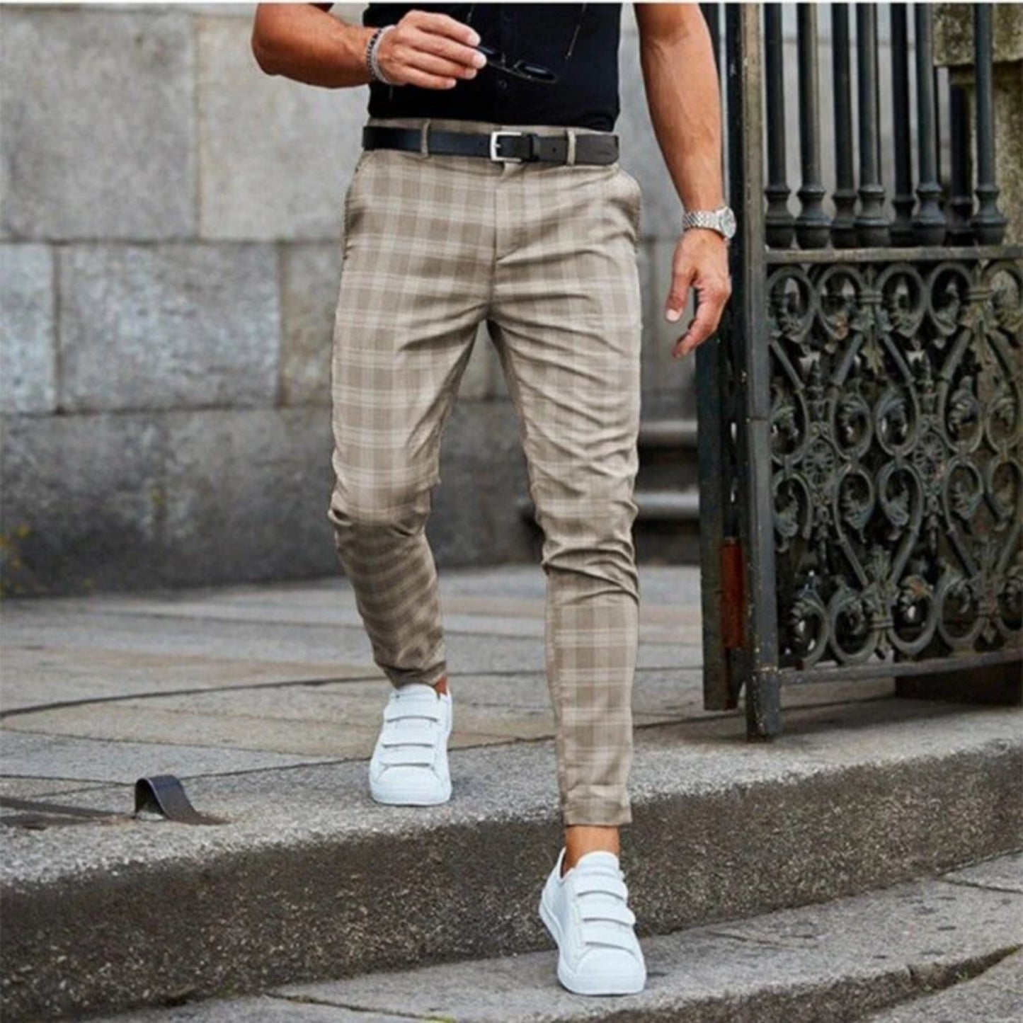 Heren Werk Cropped Chino Broek | Lage Taille