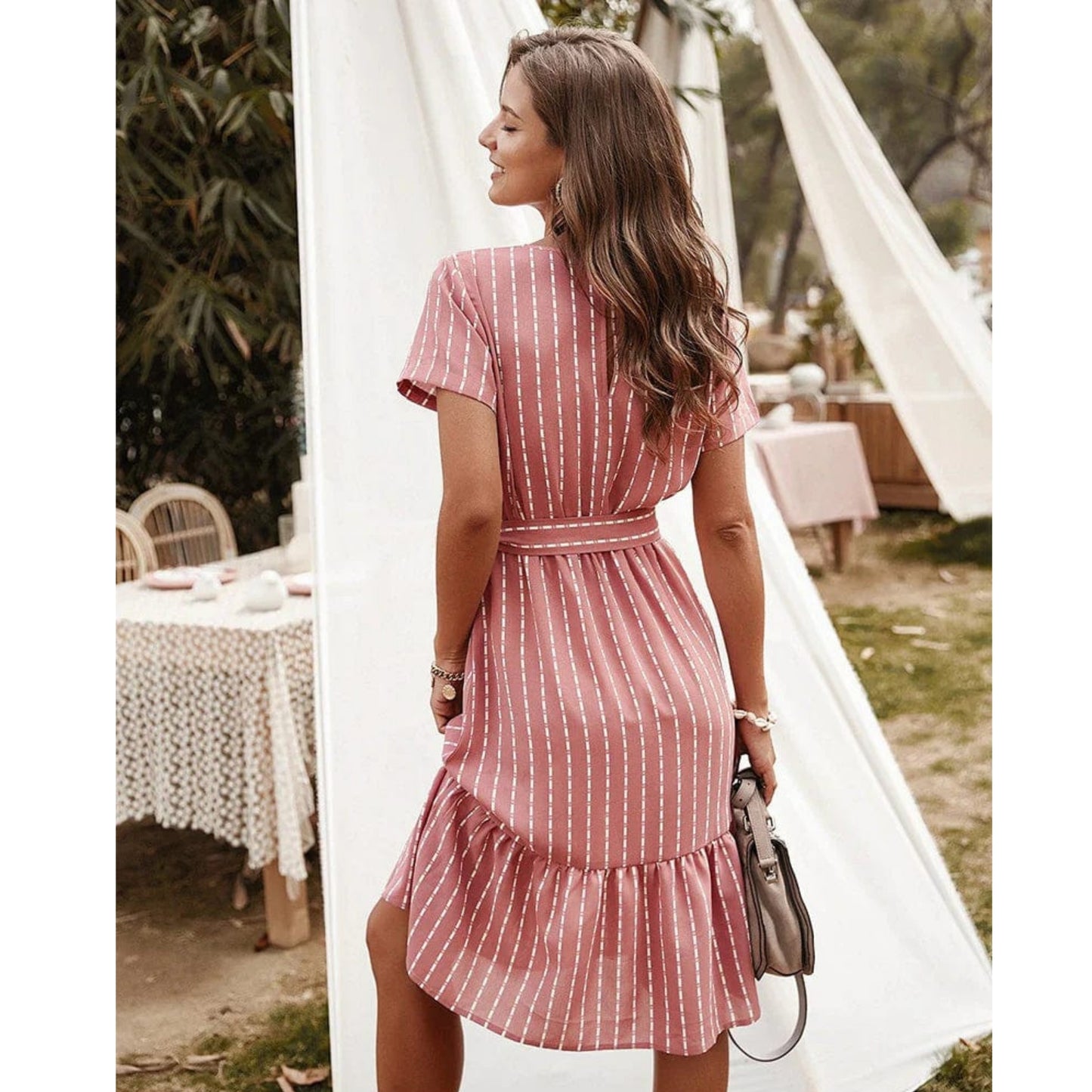 Dames Bohemian Midi Jurk | Korte Mouwen