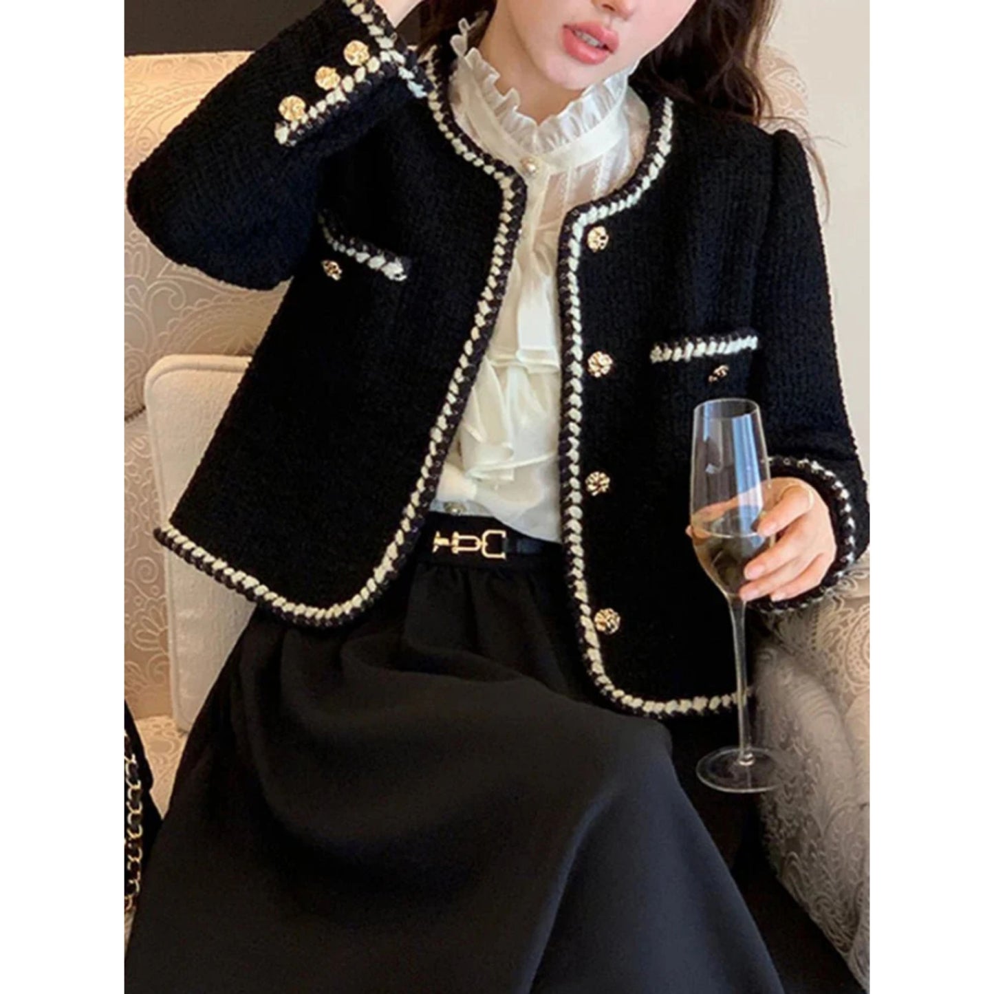 Esmelinda | Dames Cropped Jas | Button-Up