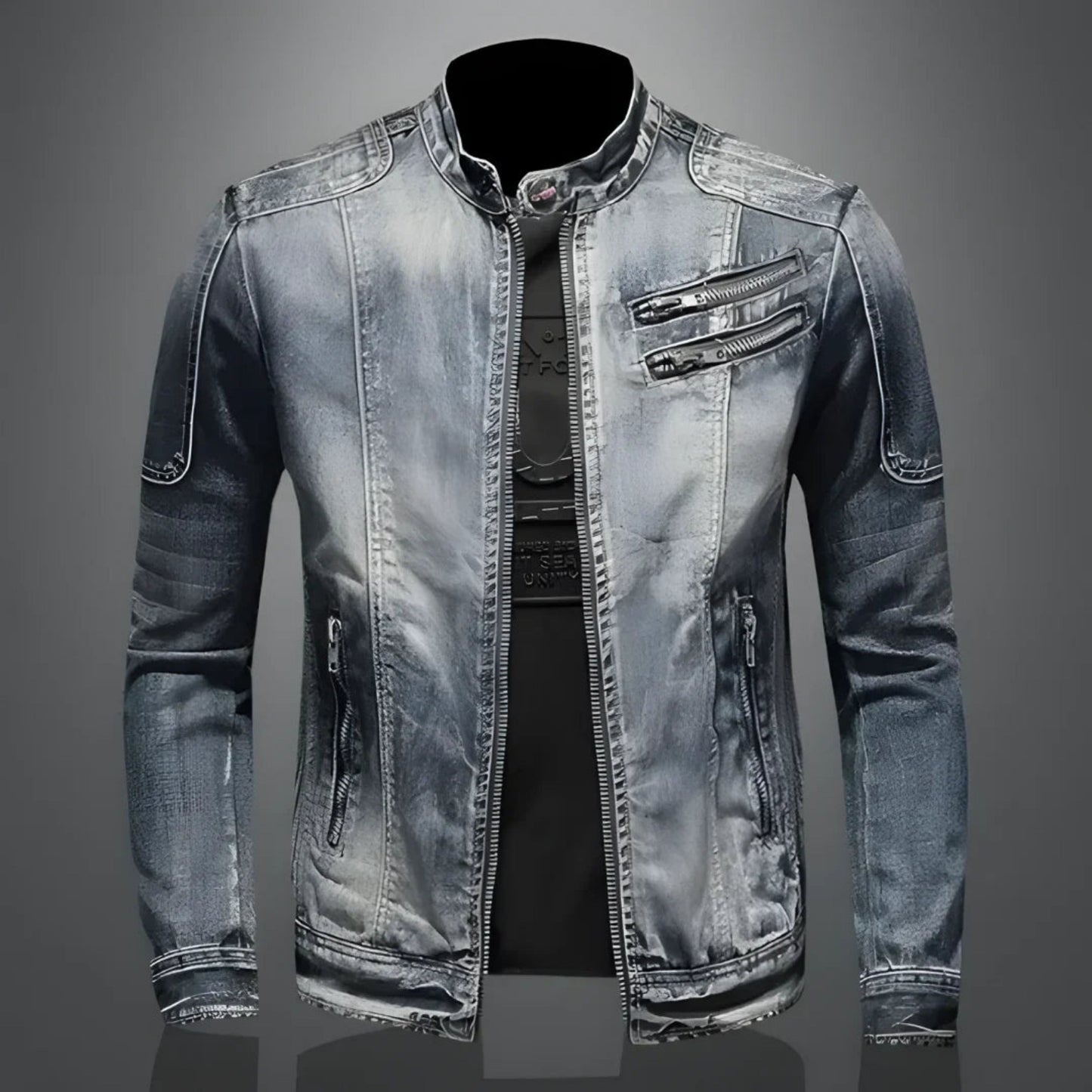 Leofwin | Heren Spijker Bikerjack | Zip-Up