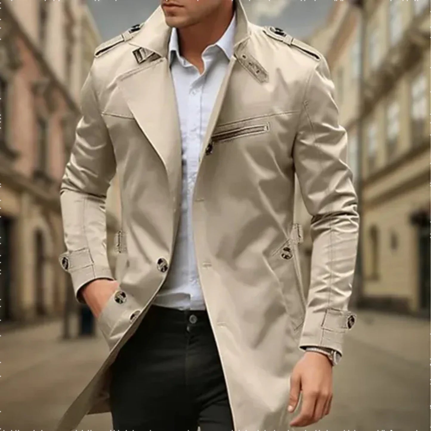 Heren Double-Breasted Trench Coat | Waterdicht