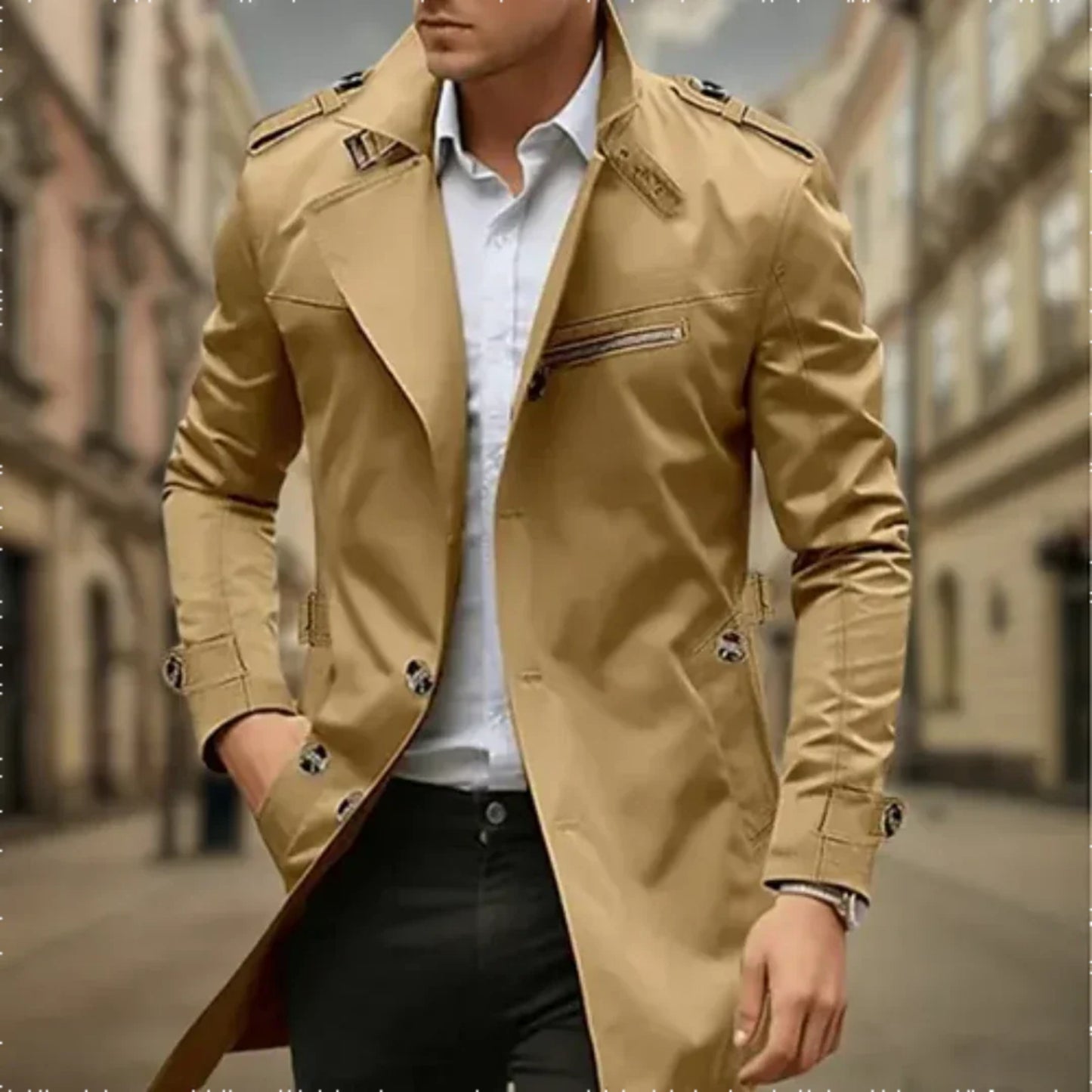 Heren Double-Breasted Trench Coat | Waterdicht
