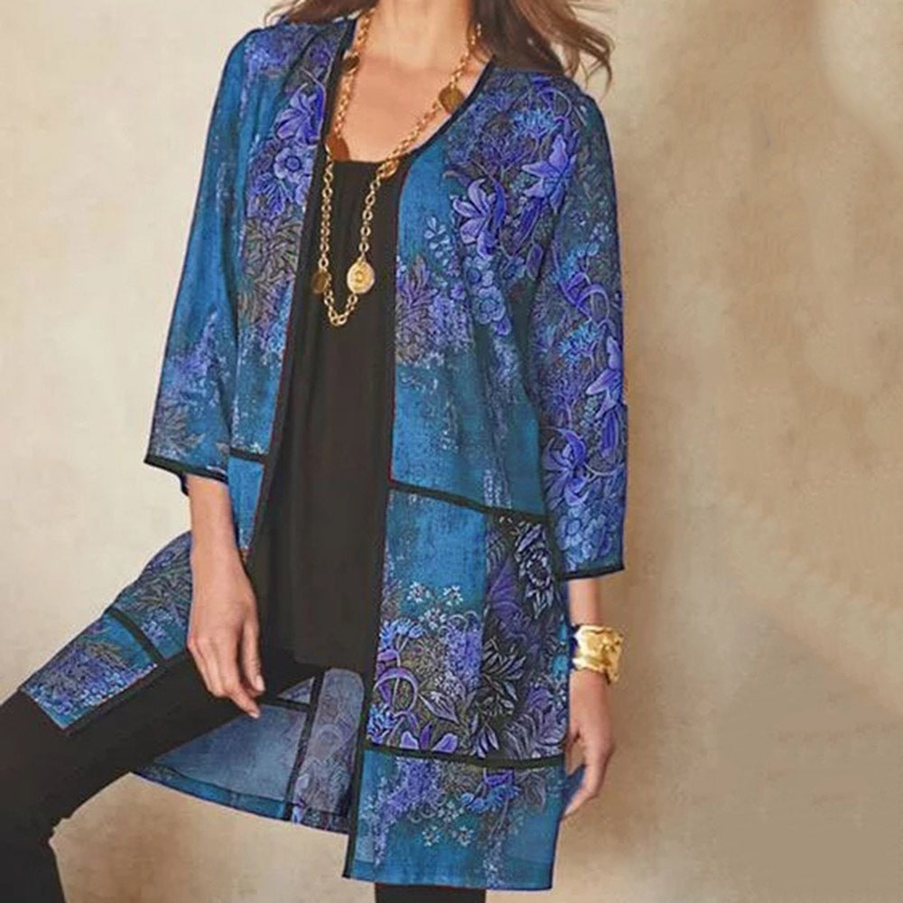 Dames Tuniek Blouse – Relaxed Fit – Sheer Ademend – 3/4 Mouw – Printdesign