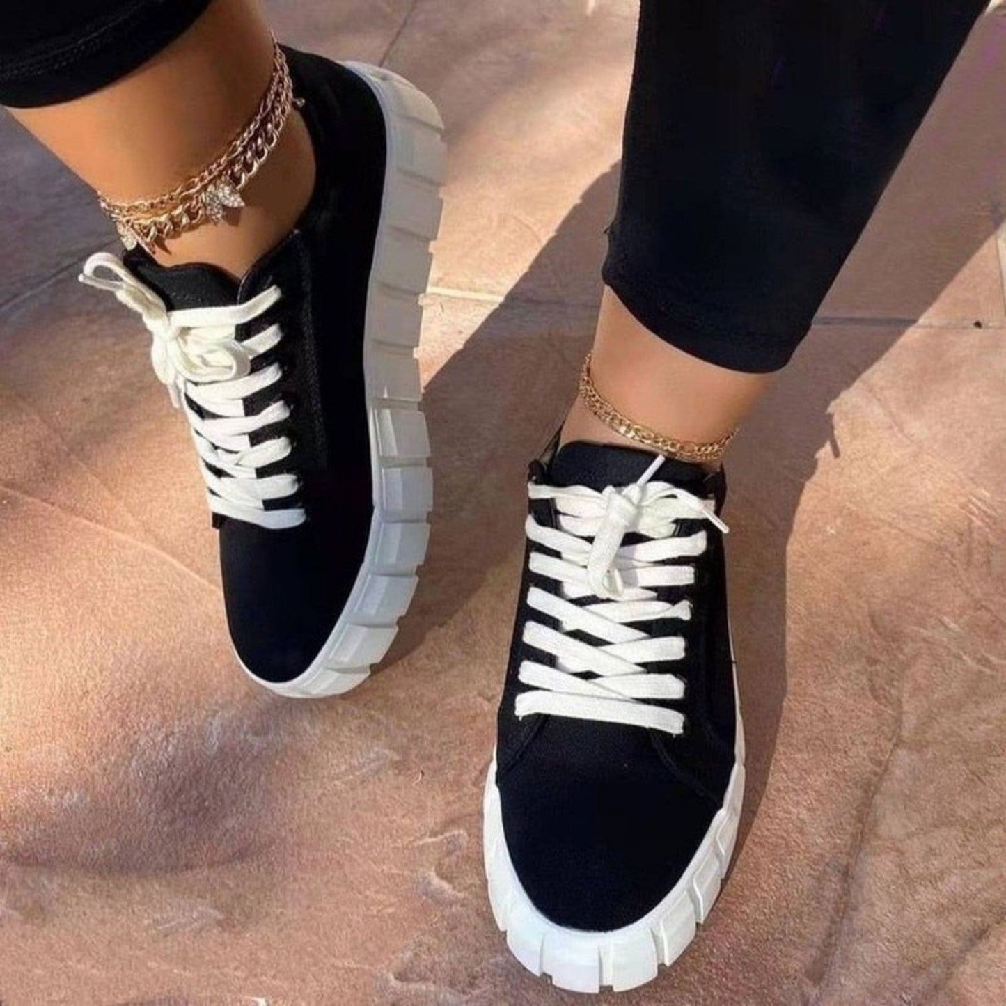 Delfina | Dames Platform Sneakers | Vetersluiting