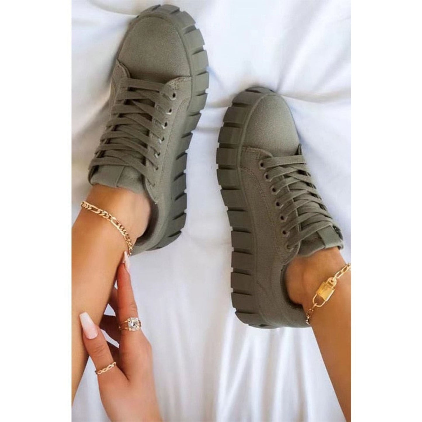 Delfina | Dames Platform Sneakers | Vetersluiting