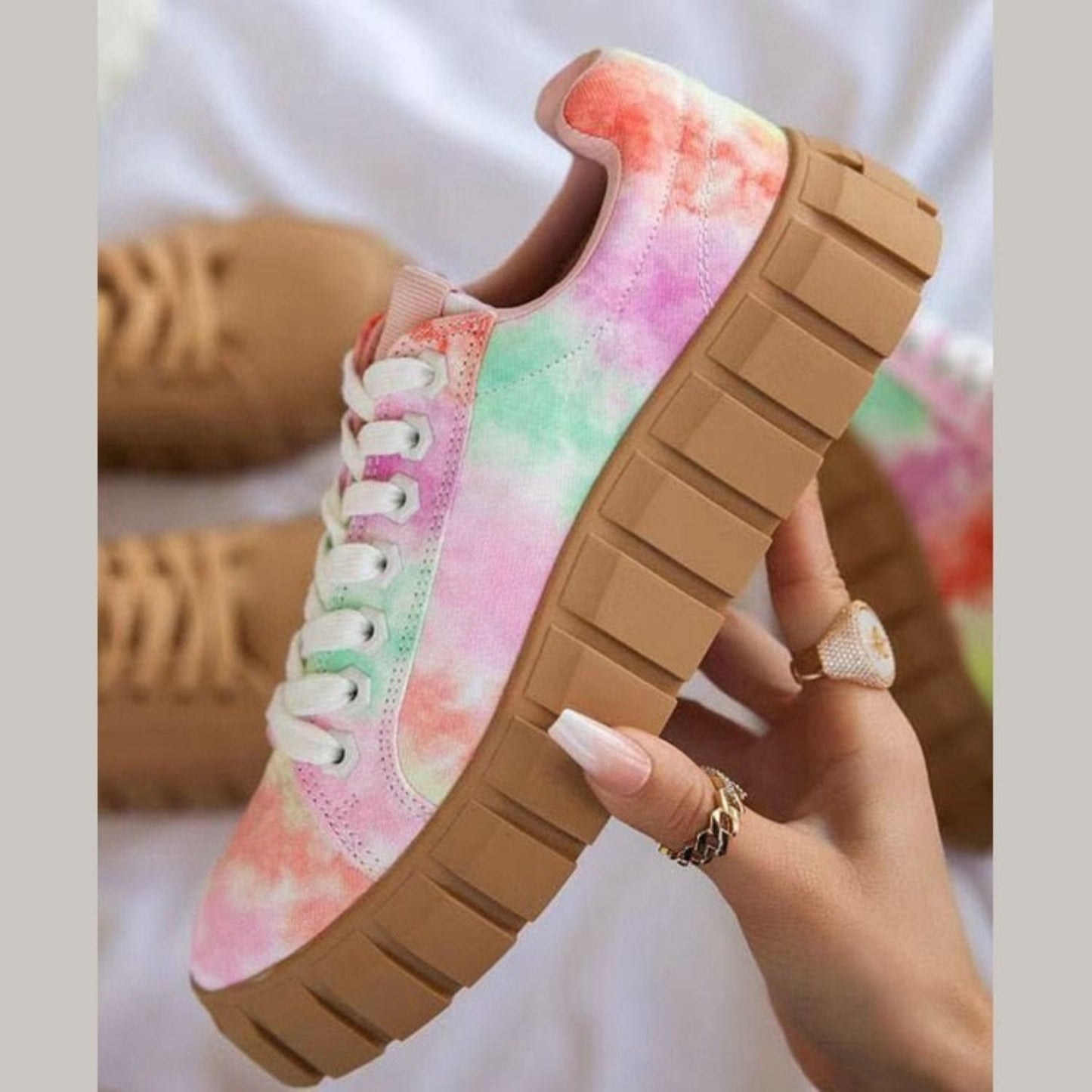 Delfina | Dames Platform Sneakers | Vetersluiting