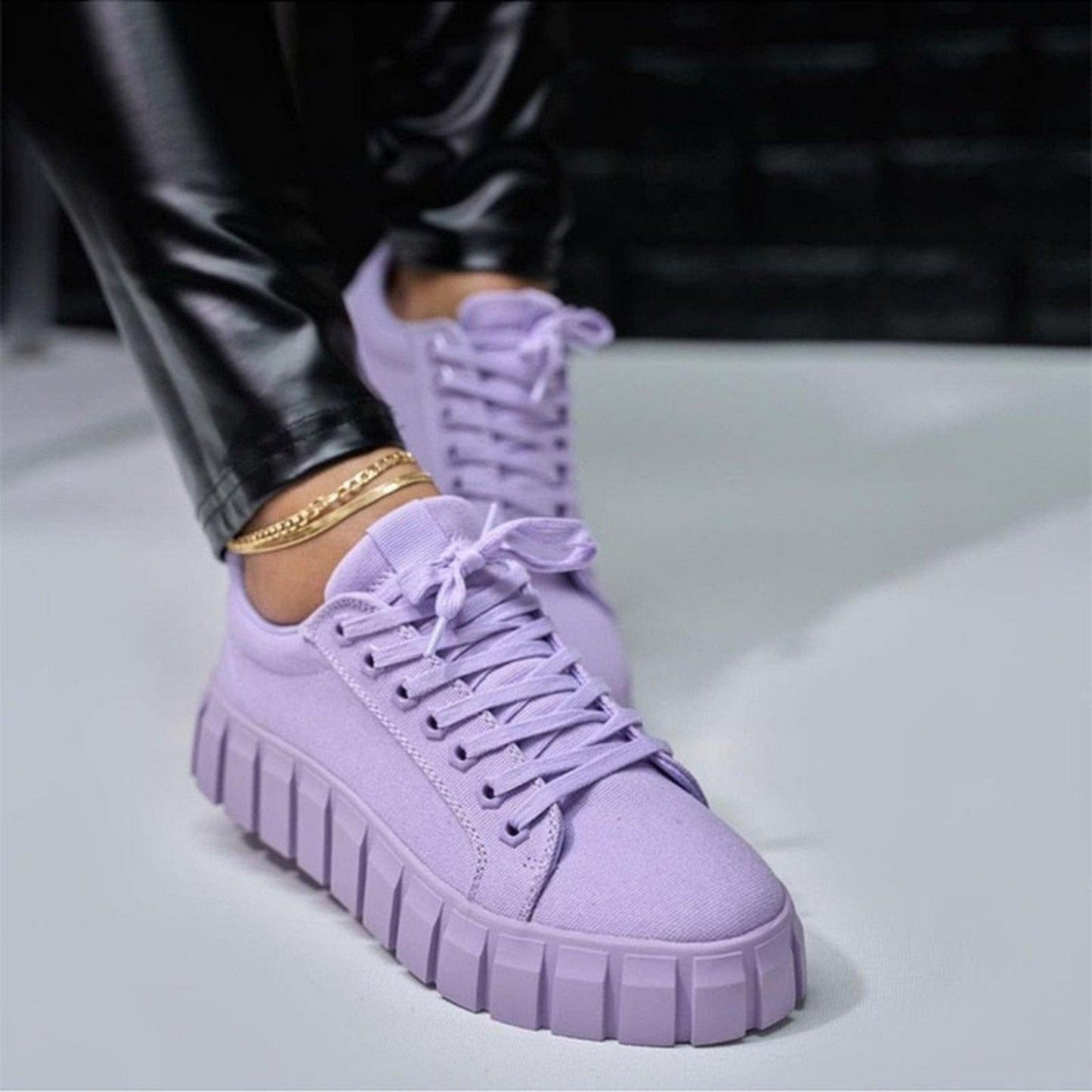 Delfina | Dames Platform Sneakers | Vetersluiting